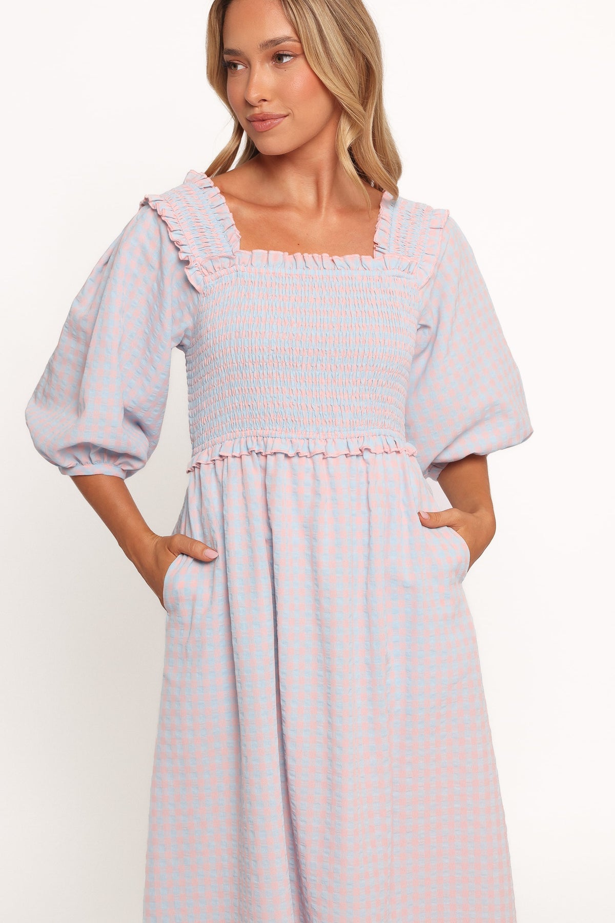 Lille Midi Dress in Blue Gingham – view 2 of 6