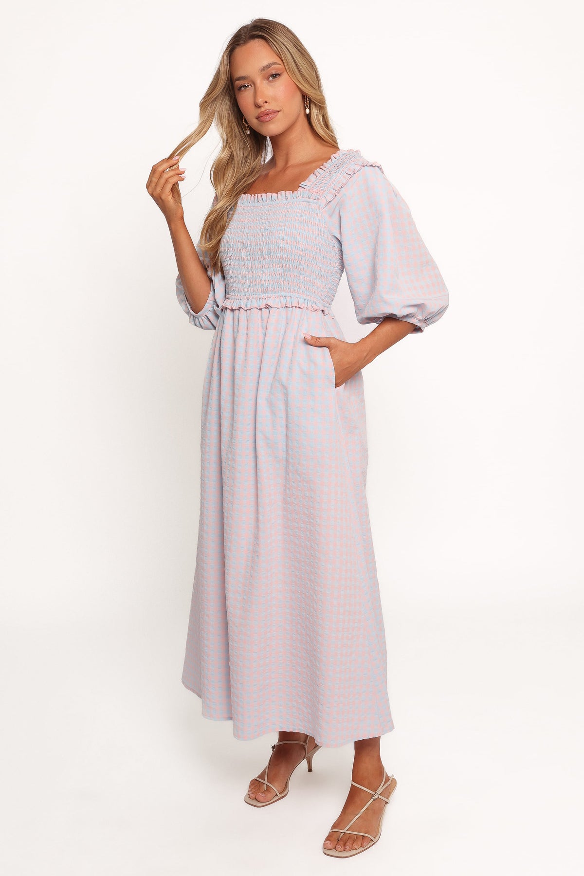 Lille Midi Dress in Blue Gingham – view 3 of 6