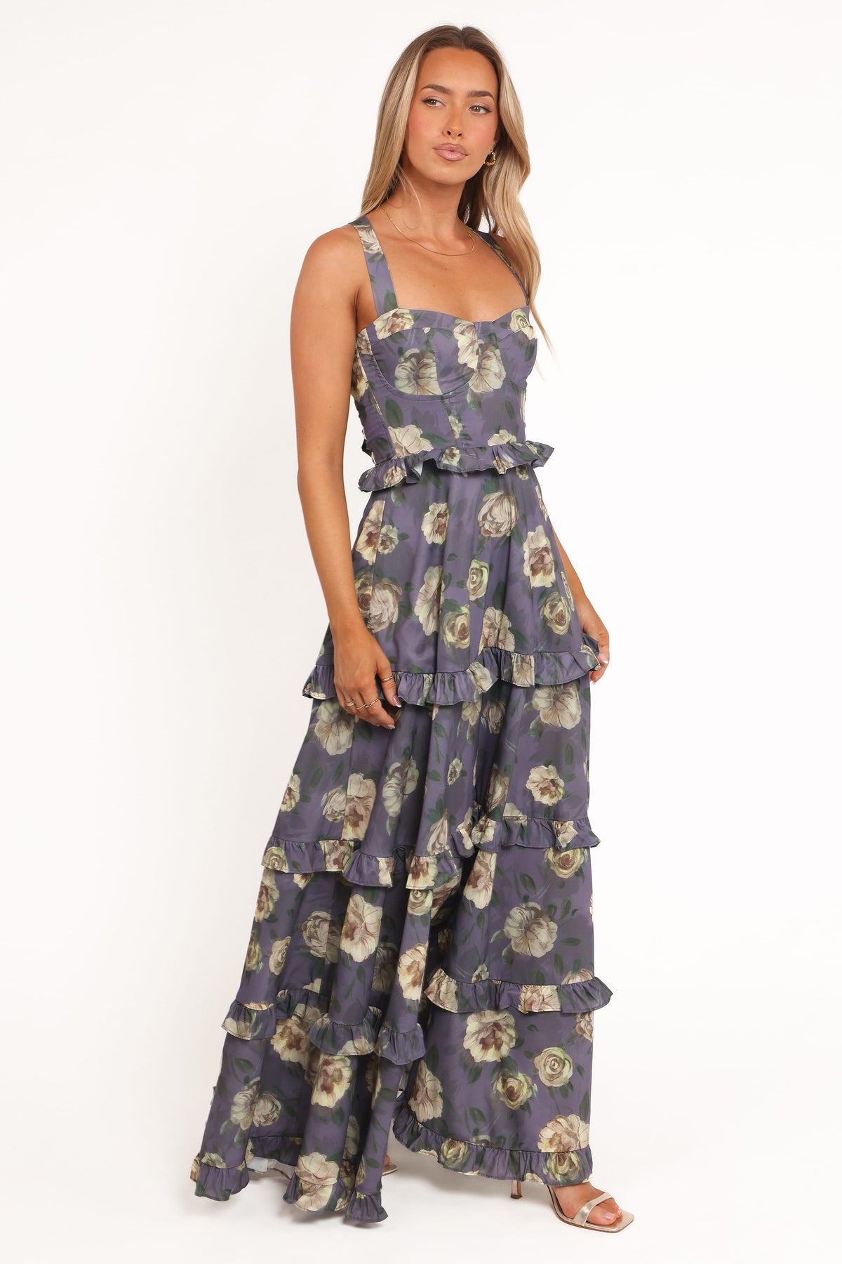 Lillee Tiered Maxi Dress in Lavender Floral – view 7 of 10