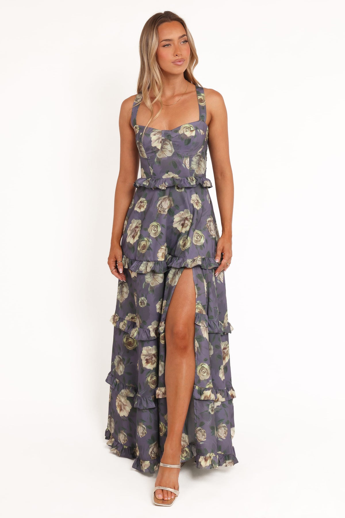 Lillee Tiered Maxi Dress in Lavender Floral – view 8 of 10