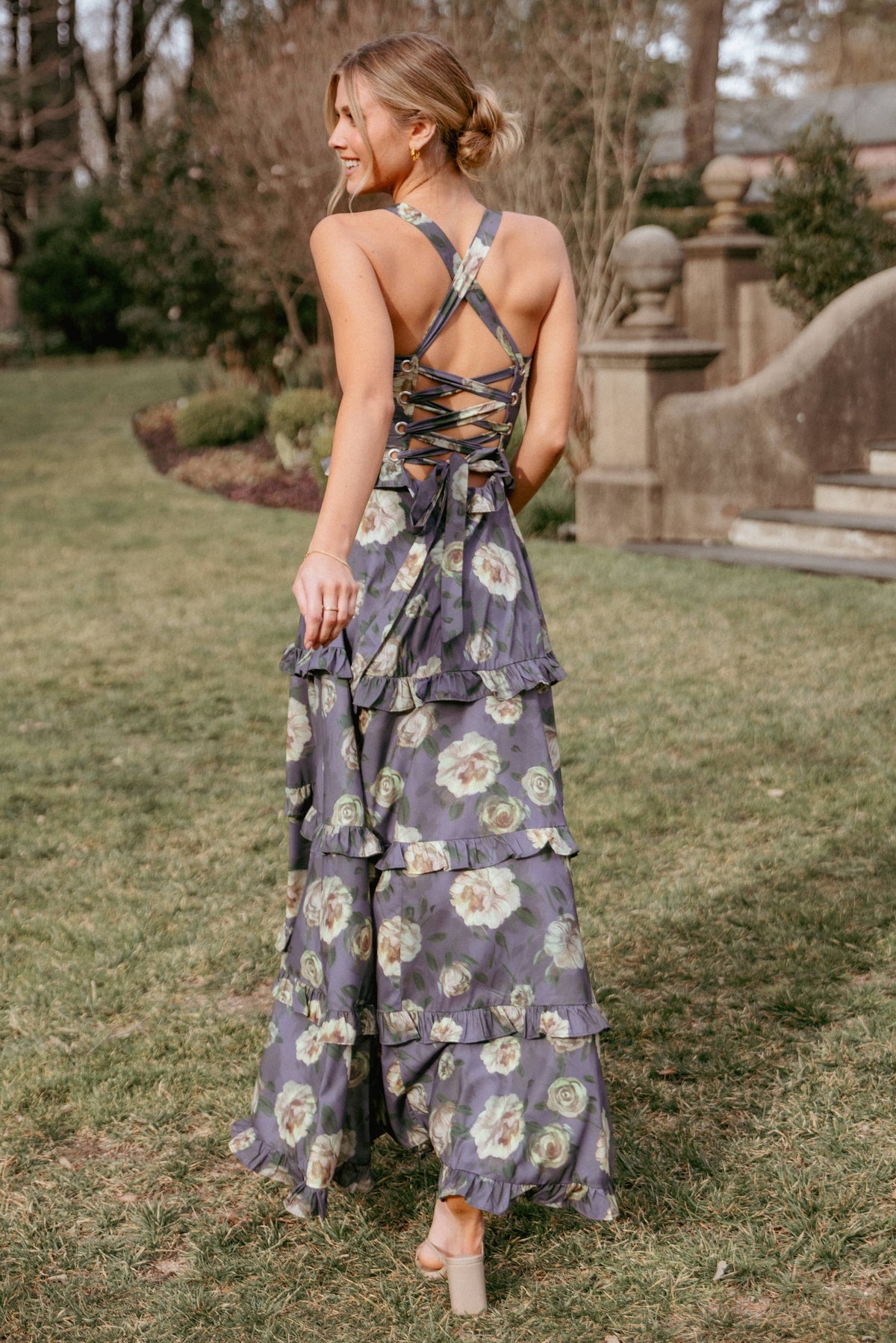Lillee Tiered Maxi Dress in Lavender Floral – view 1 of 10