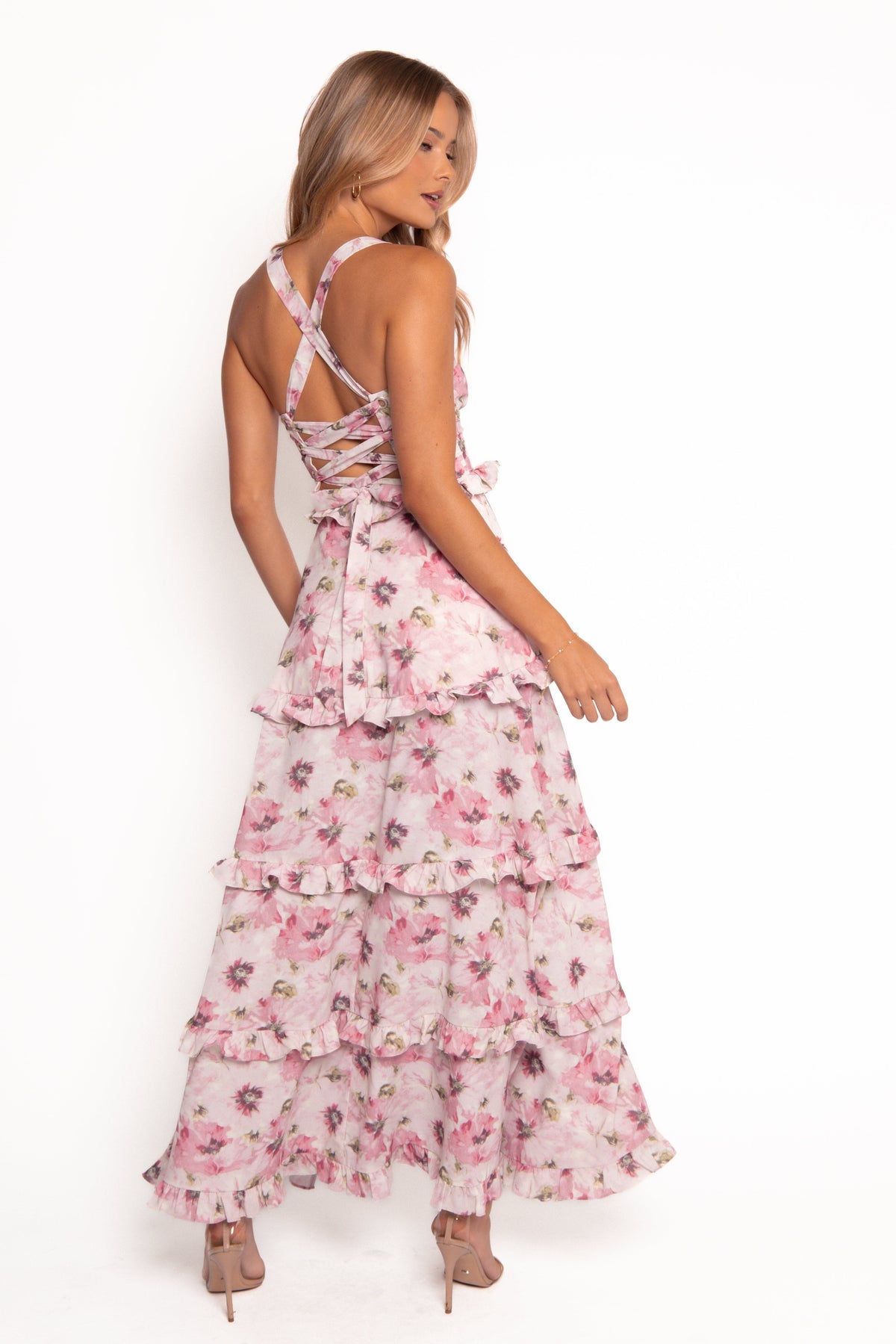 Lillee Tiered Maxi Dress in Pink Bloom – view 3 of 8