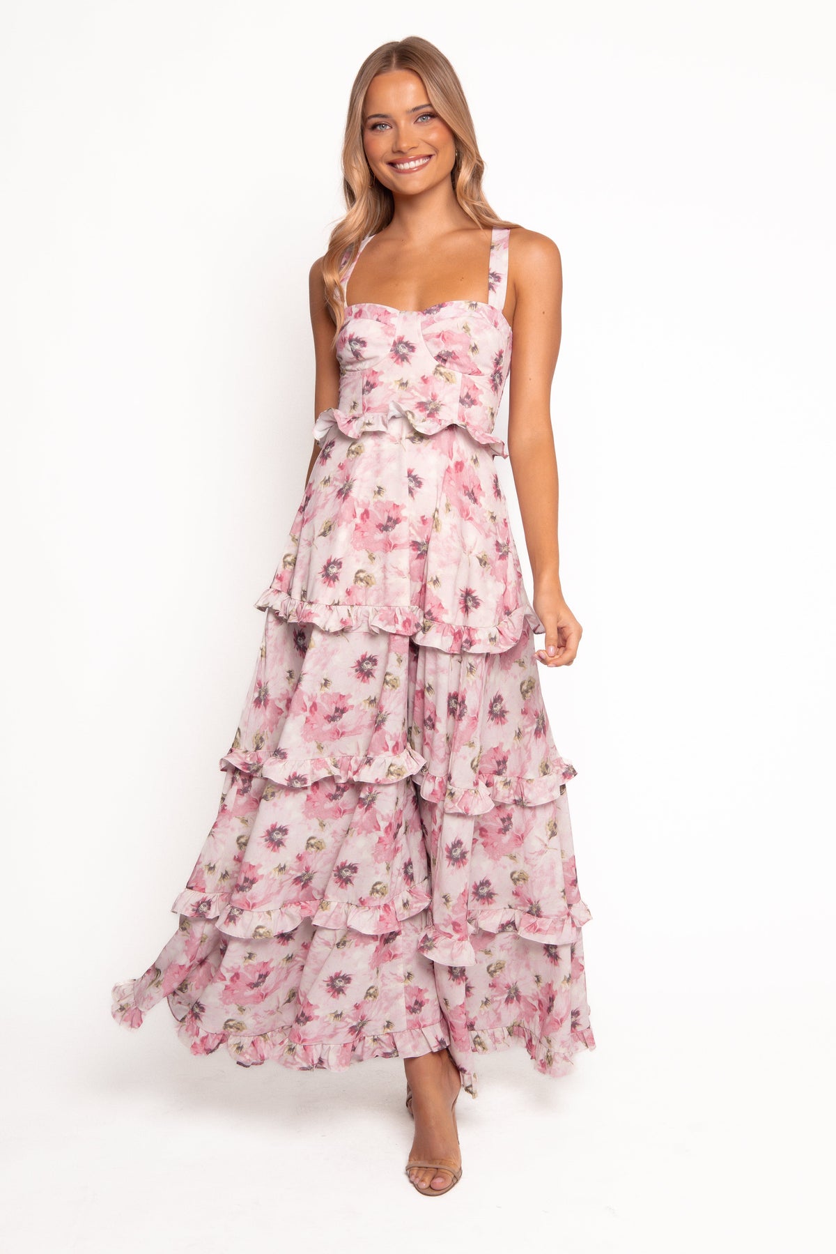 Lillee Tiered Maxi Dress in Pink Bloom – view 2 of 8