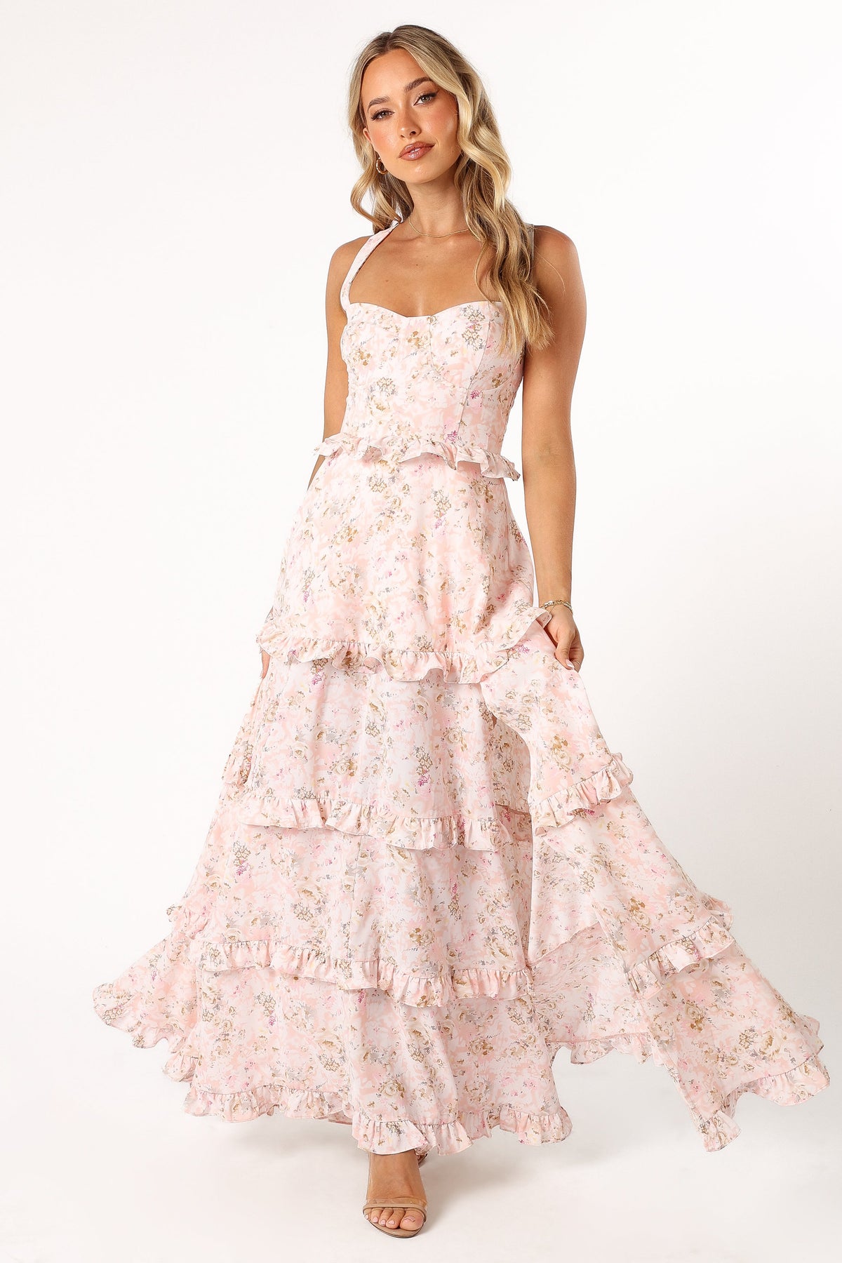 Lillee Tiered Maxi Dress in Pink Floral – view 4 of 11