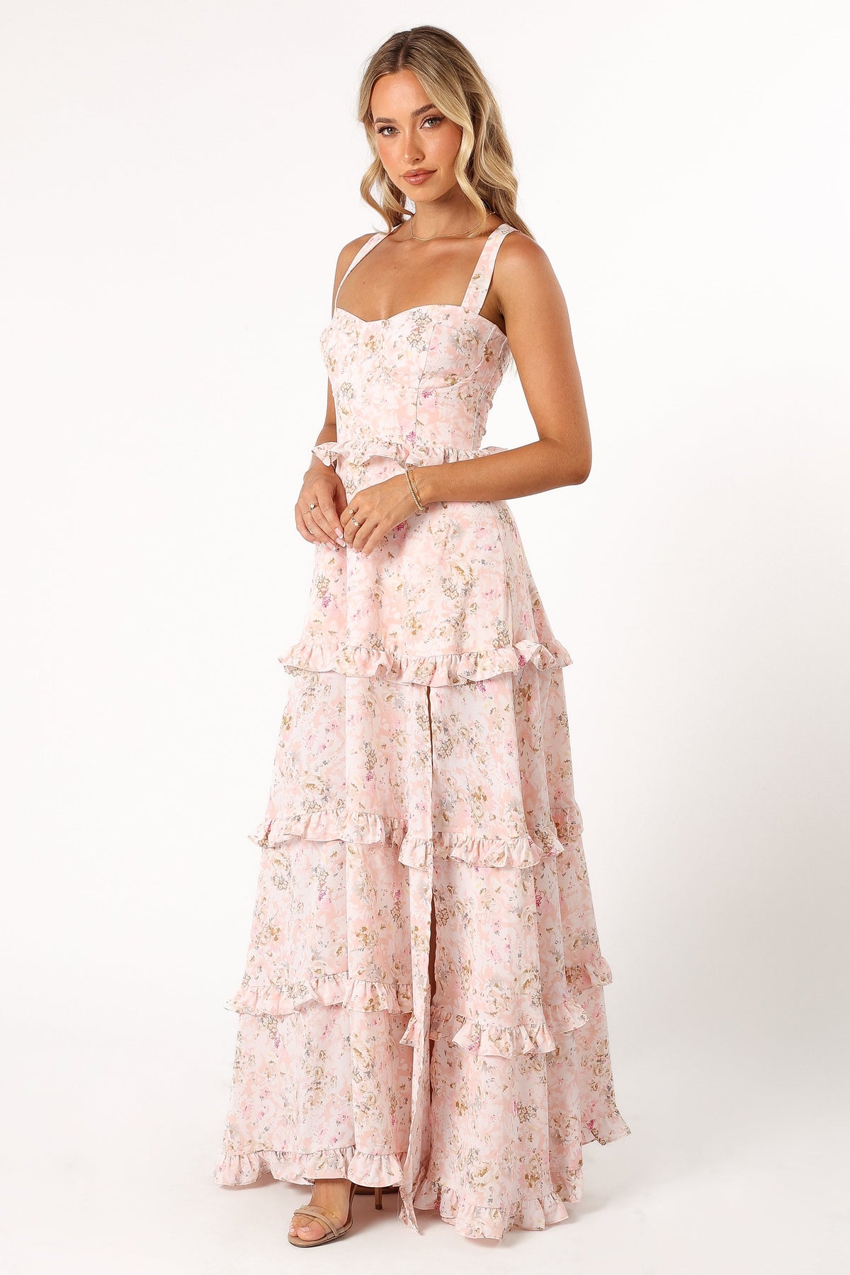 Lillee Tiered Maxi Dress in Pink Floral – view 7 of 11