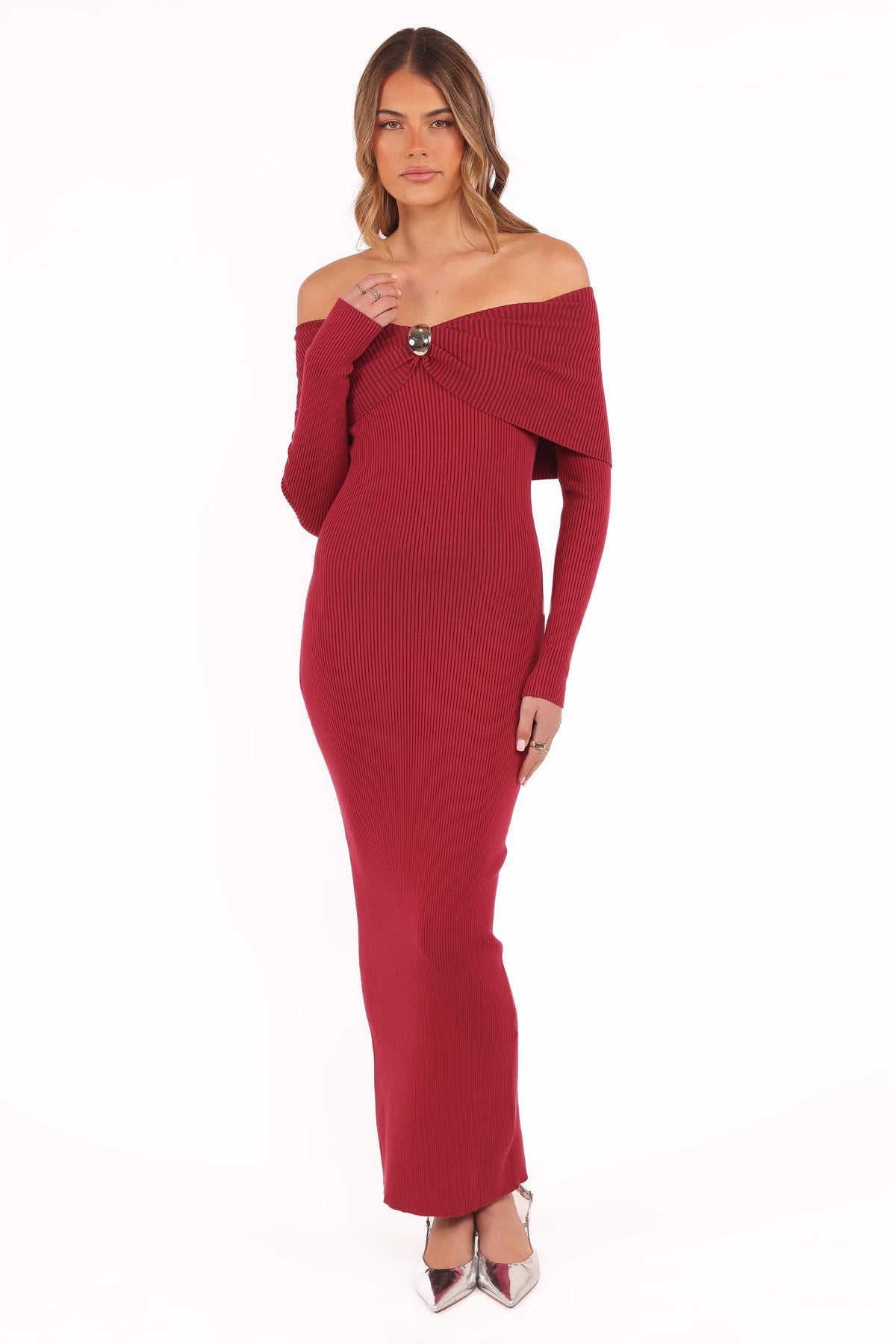 Lindsey Knit Dress in Dark Red – view 2 of 7