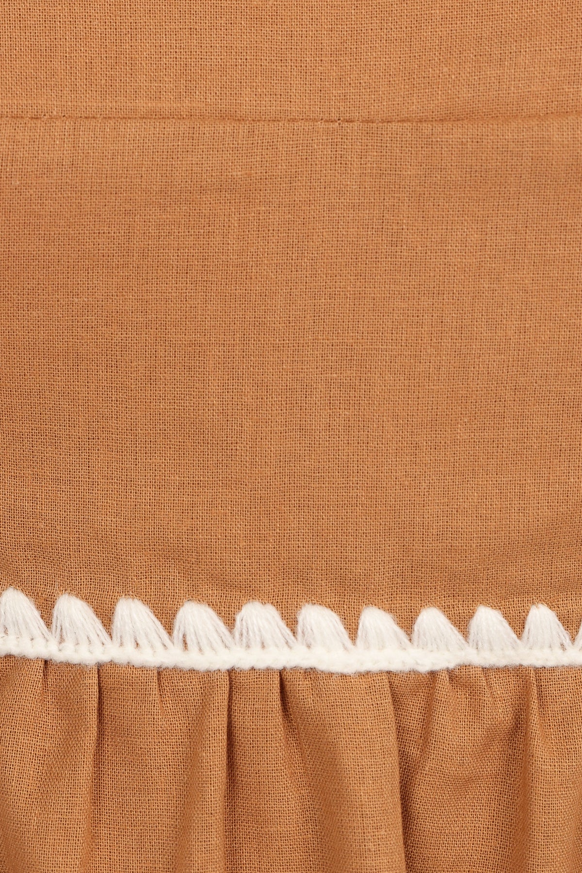 Lino Contrast Trim Midi Dress in Tan White – view 7 of 8