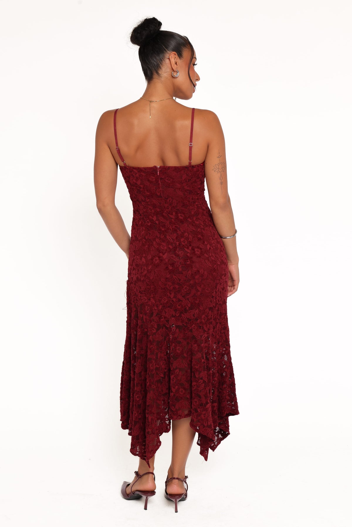 Lorde Midi Dress in Burgundy Lace – view 5 of 9