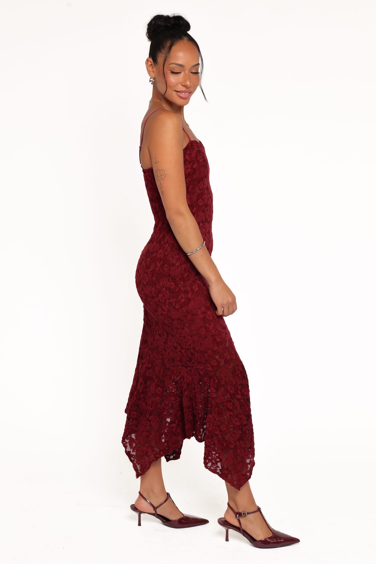 Lorde Midi Dress in Burgundy Lace – view 4 of 9