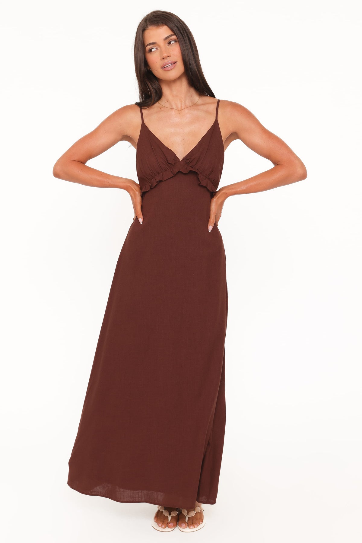 Lorella Midi Dress in Dark Brown – view 1 of 6