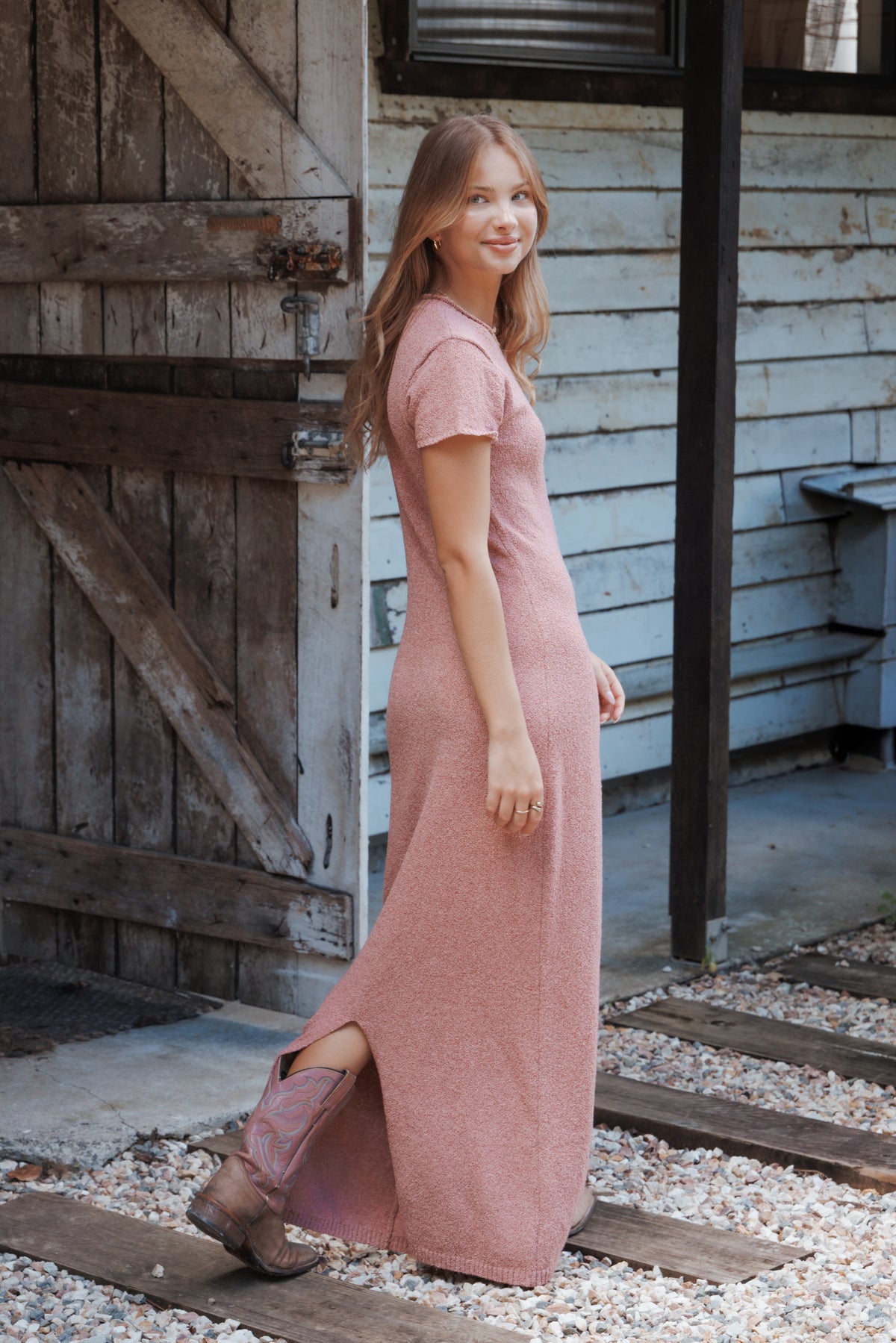 Lowell Knit Maxi Dress in Brick Red – view 8 of 8