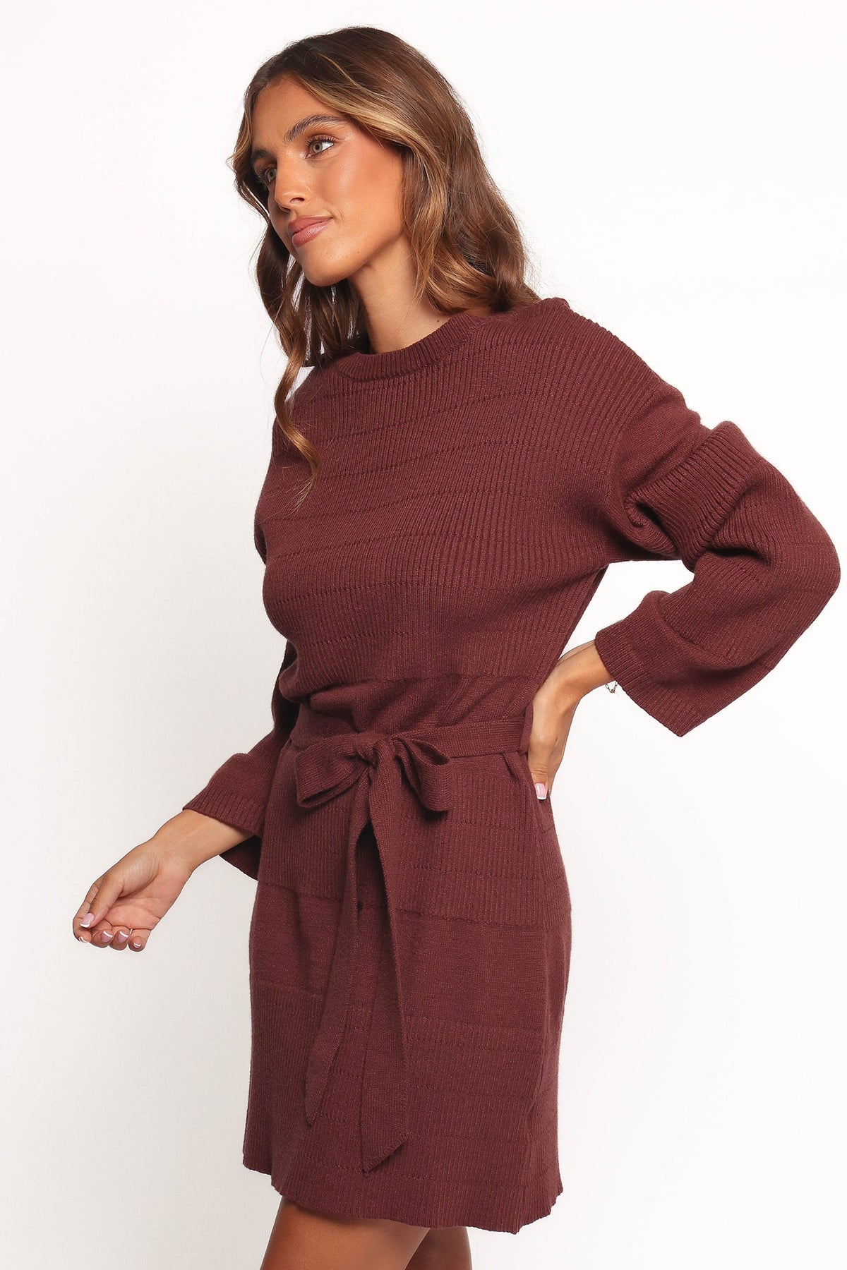 Lucca Mini Sweater Dress in Chocolate Brown – view 4 of 8