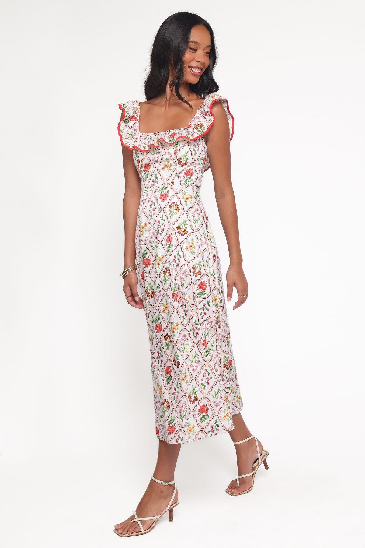 Lucille Maxi Dress in Coral Wildflower – view 4 of 8