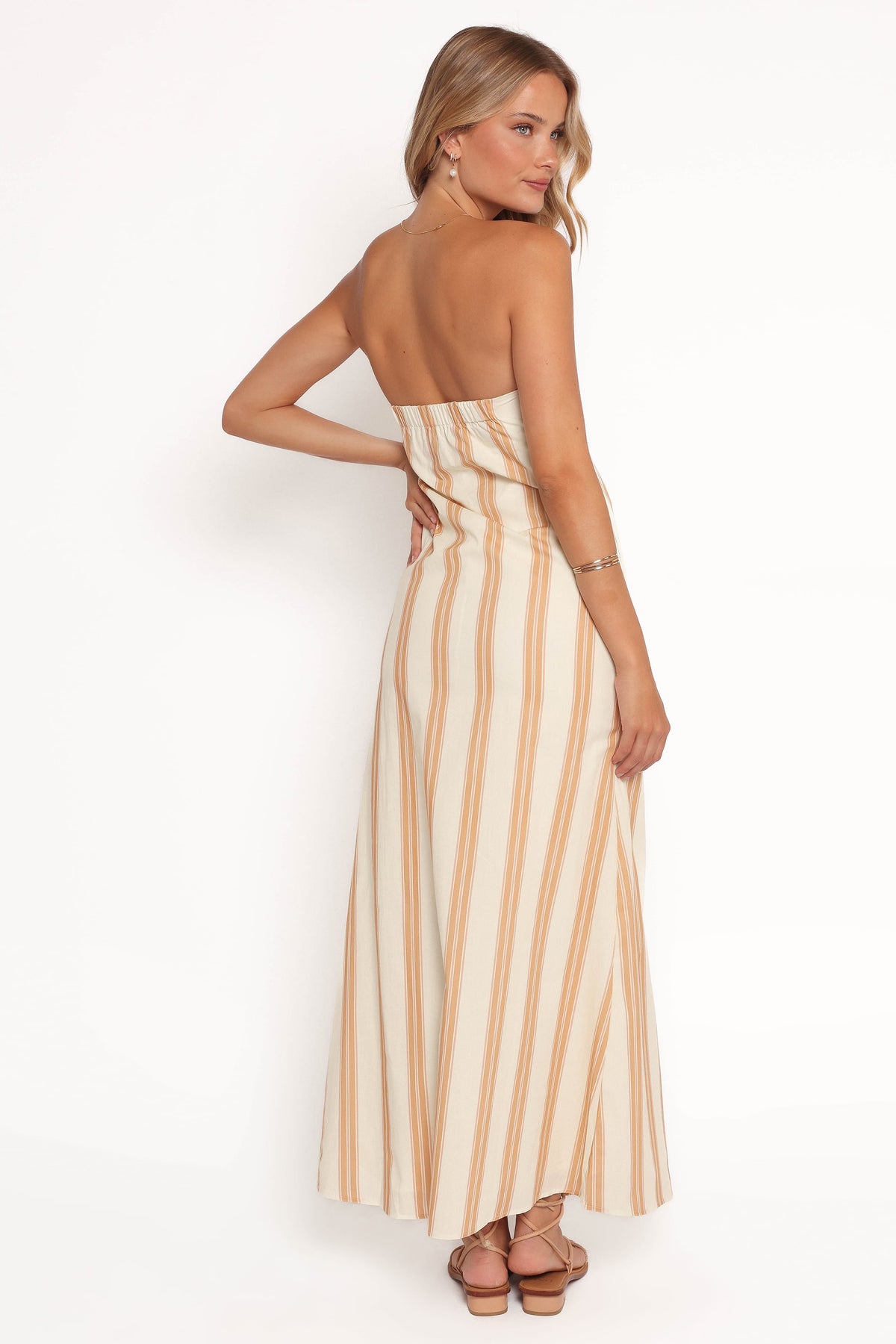 Luisa Midi Dress in Brown Stripe – view 5 of 7