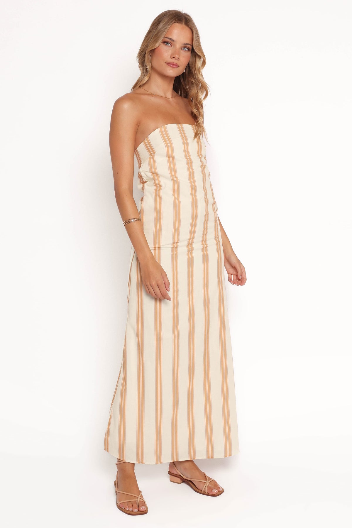 Luisa Midi Dress in Brown Stripe – view 6 of 7