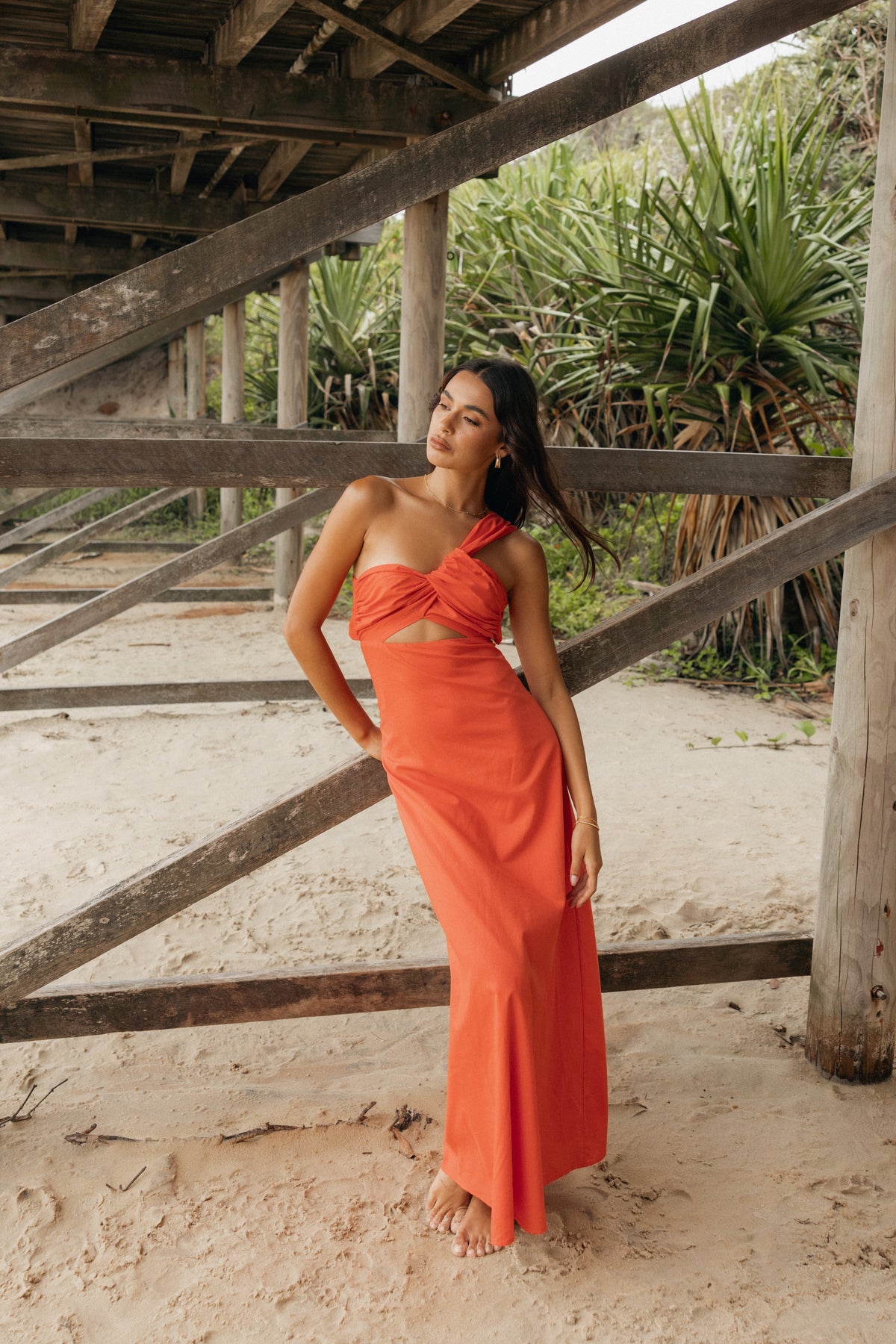 Luna One Shoulder Maxi Dress in Tangerine – view 11 of 11