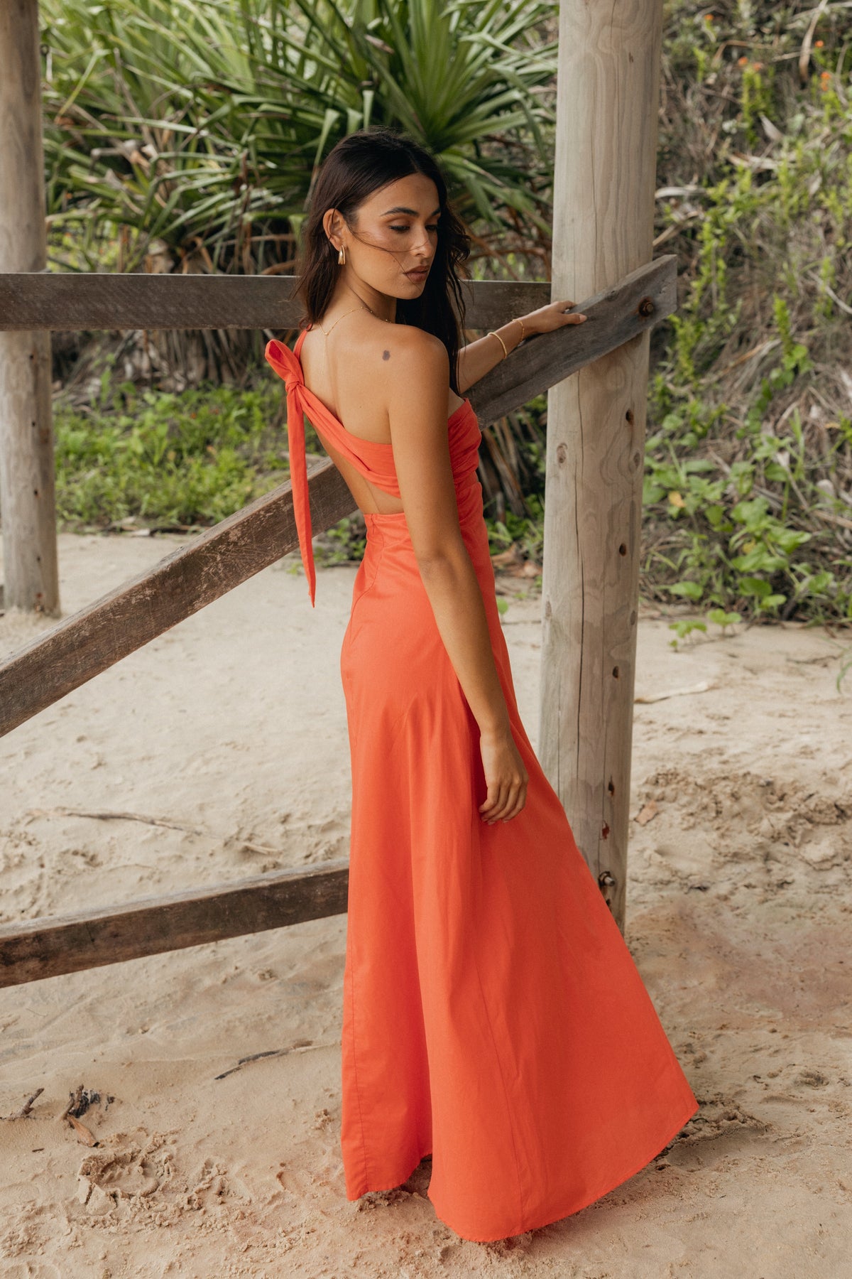 Luna One Shoulder Maxi Dress in Tangerine – view 10 of 11