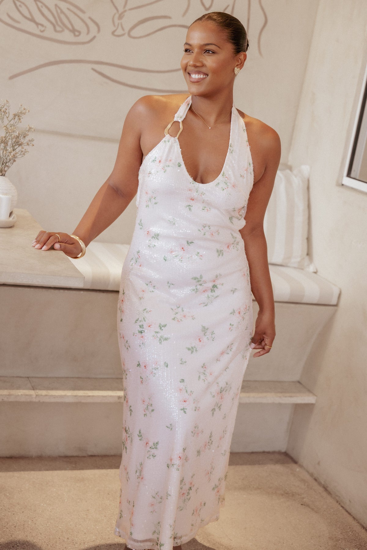 Lunara Maxi Dress in Sequin Floral – view 1 of 7