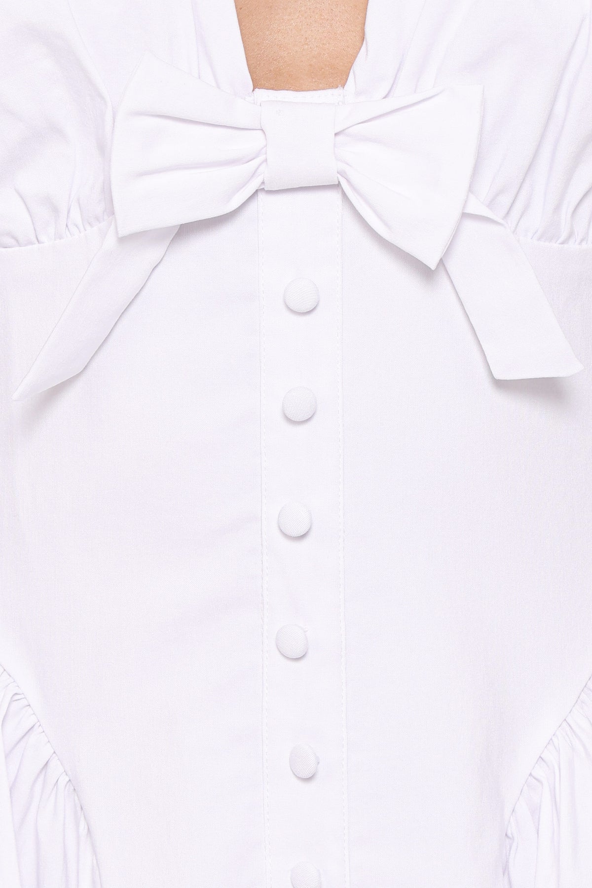 Lyssa Bow Front Mini Dress in White – view 8 of 8
