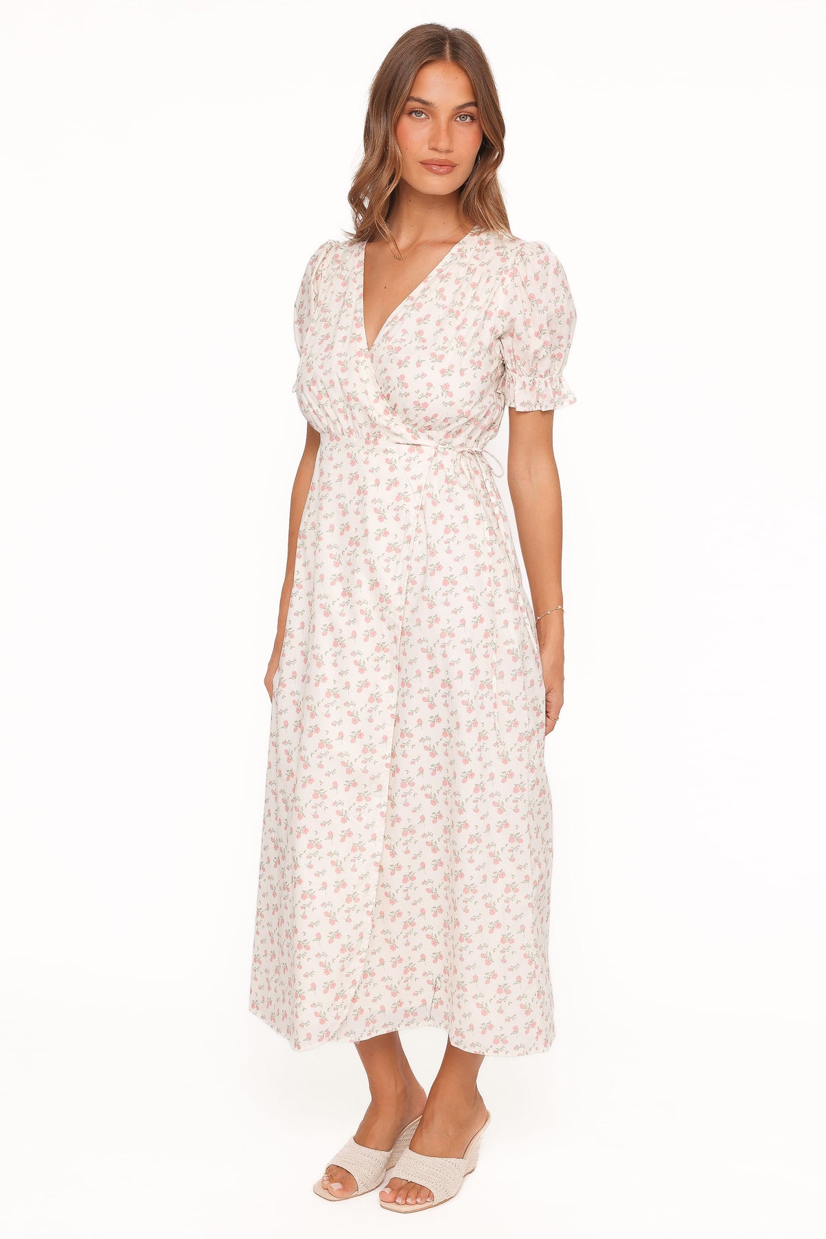 Mabella Midi Dress in Peach Ditsy Floral – view 4 of 6