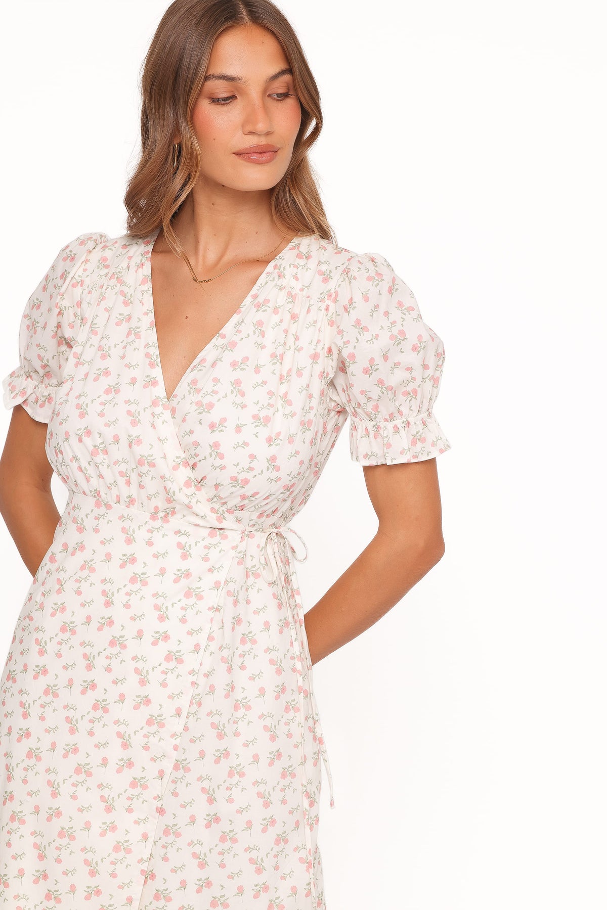 Mabella Midi Dress in Peach Ditsy Floral – view 3 of 6
