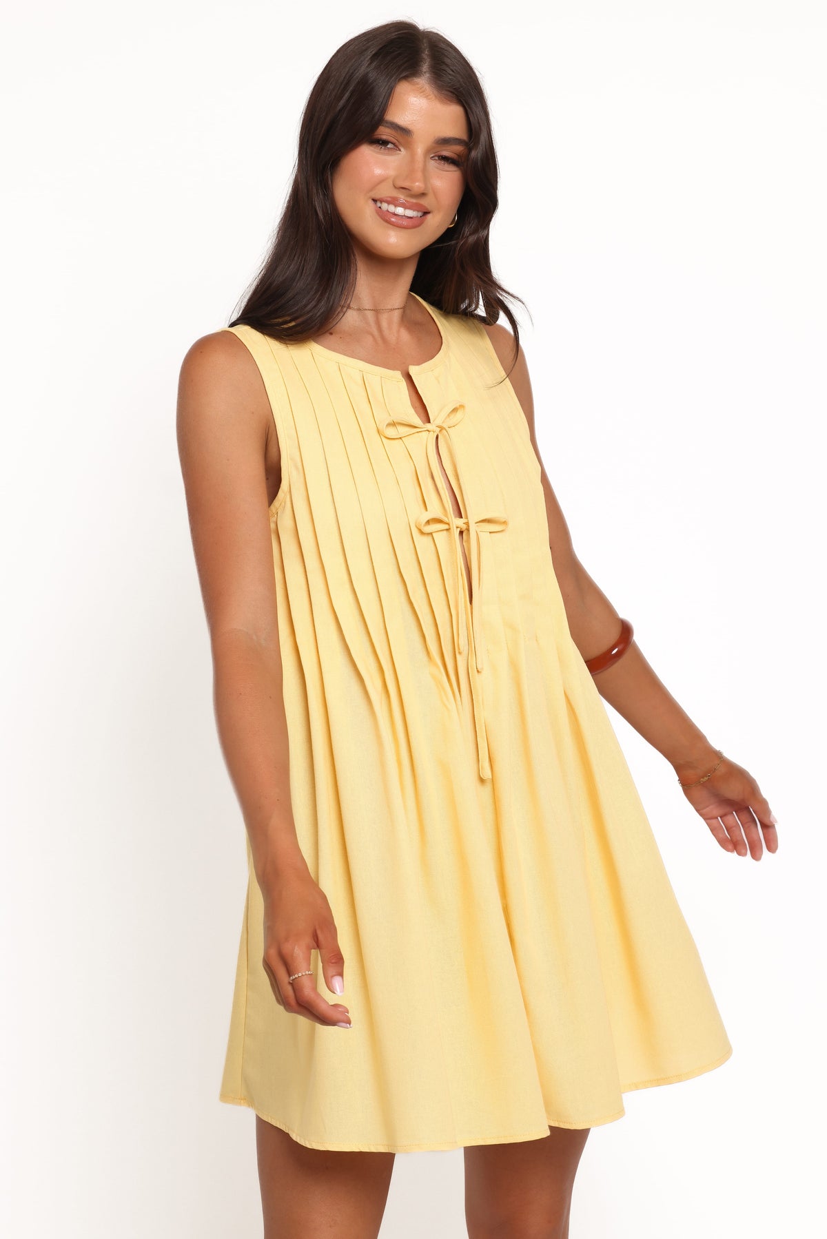 Madeline Mini Dress in Butter Yellow – view 1 of 7