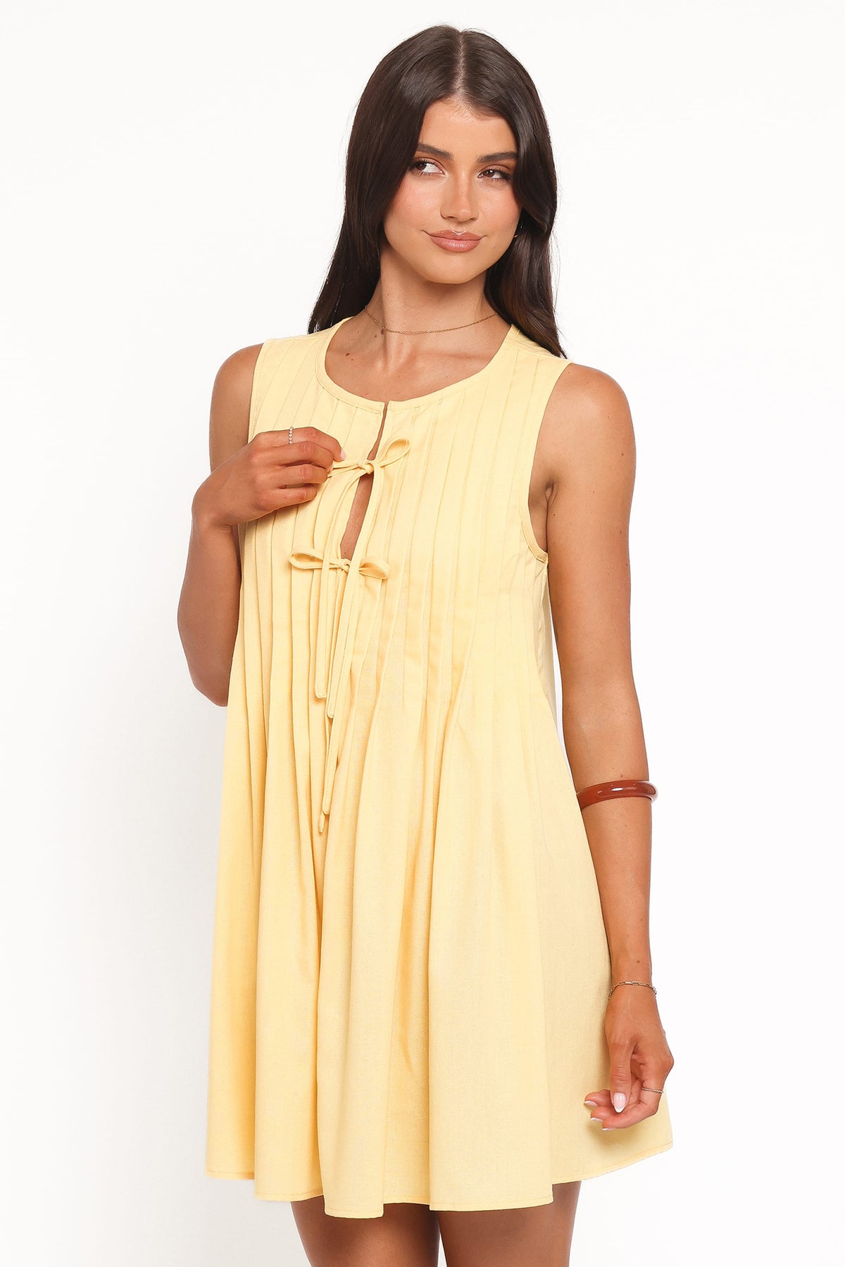 Madeline Mini Dress in Butter Yellow – view 3 of 7