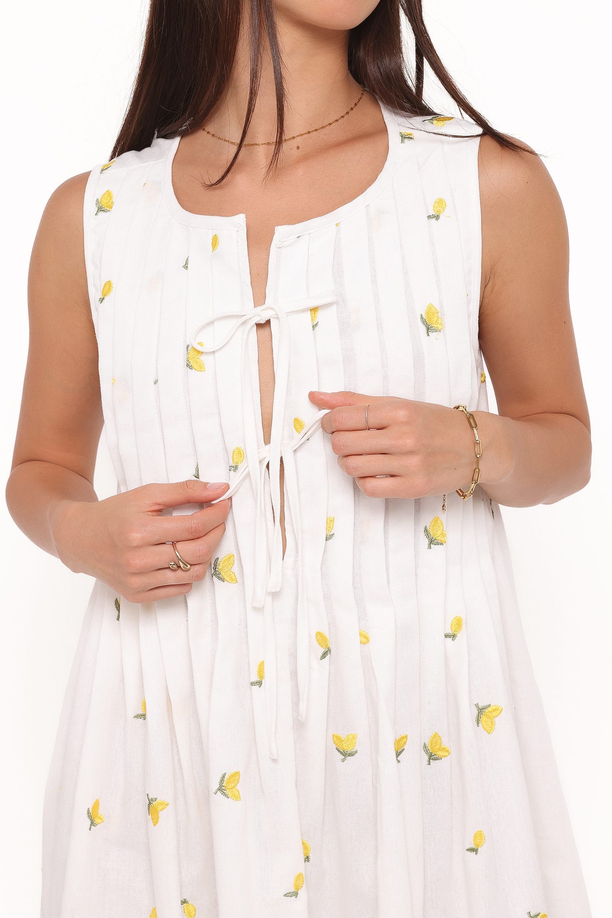 Madeline Mini Dress in Embroidered Lemons – view 2 of 6