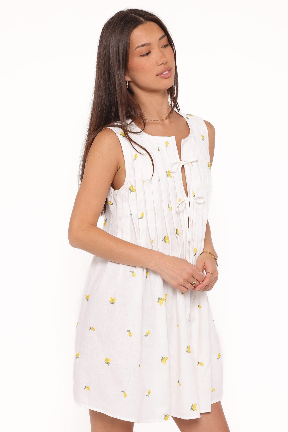 Madeline Mini Dress in Embroidered Lemons – view 1 of 6