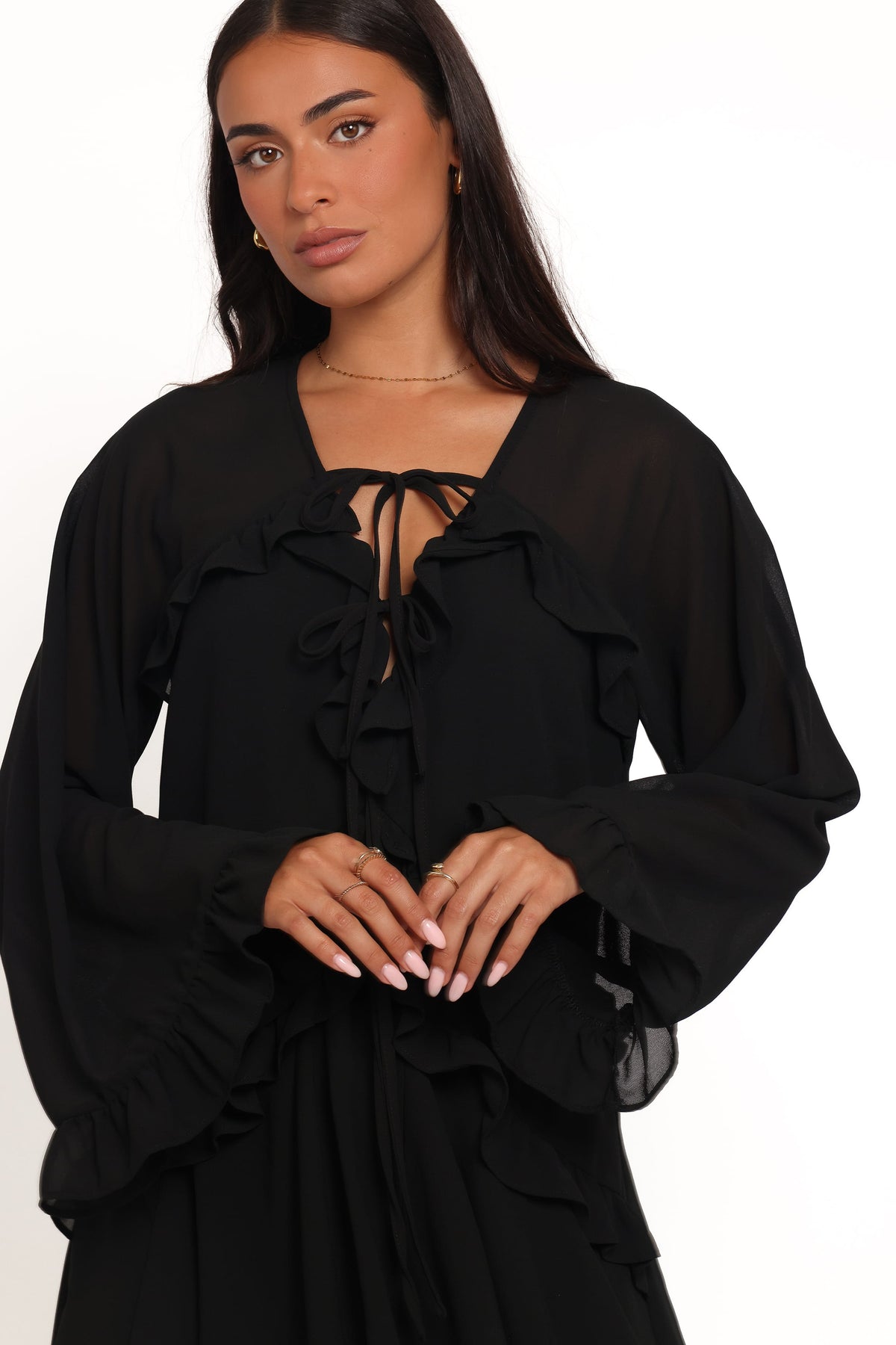 Magnolia Long Sleeve Mini Dress in Black – view 2 of 6