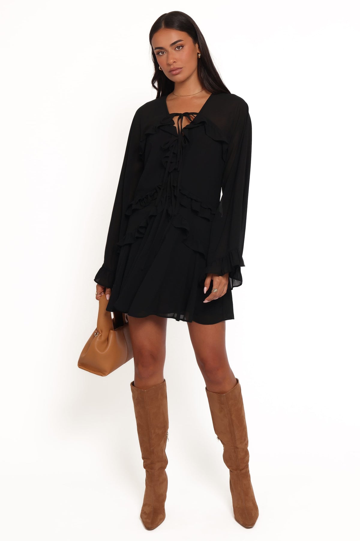 Magnolia Long Sleeve Mini Dress in Black – view 5 of 6