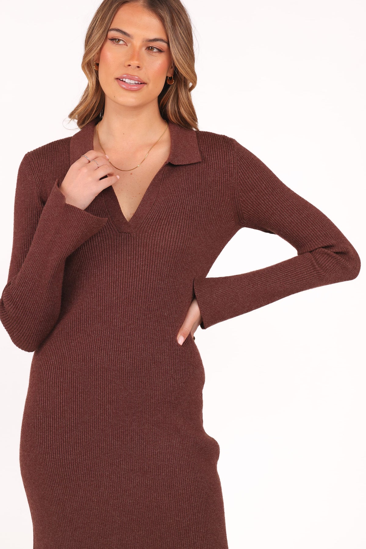 Makenna Knit Dress in Brown – view 3 of 8