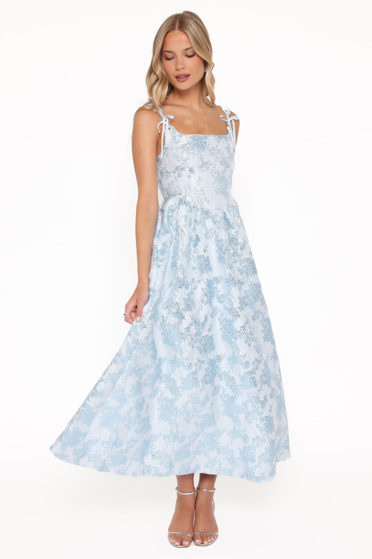 Marcelline Maxi Dress in Blue Brocade – view 2 of 7