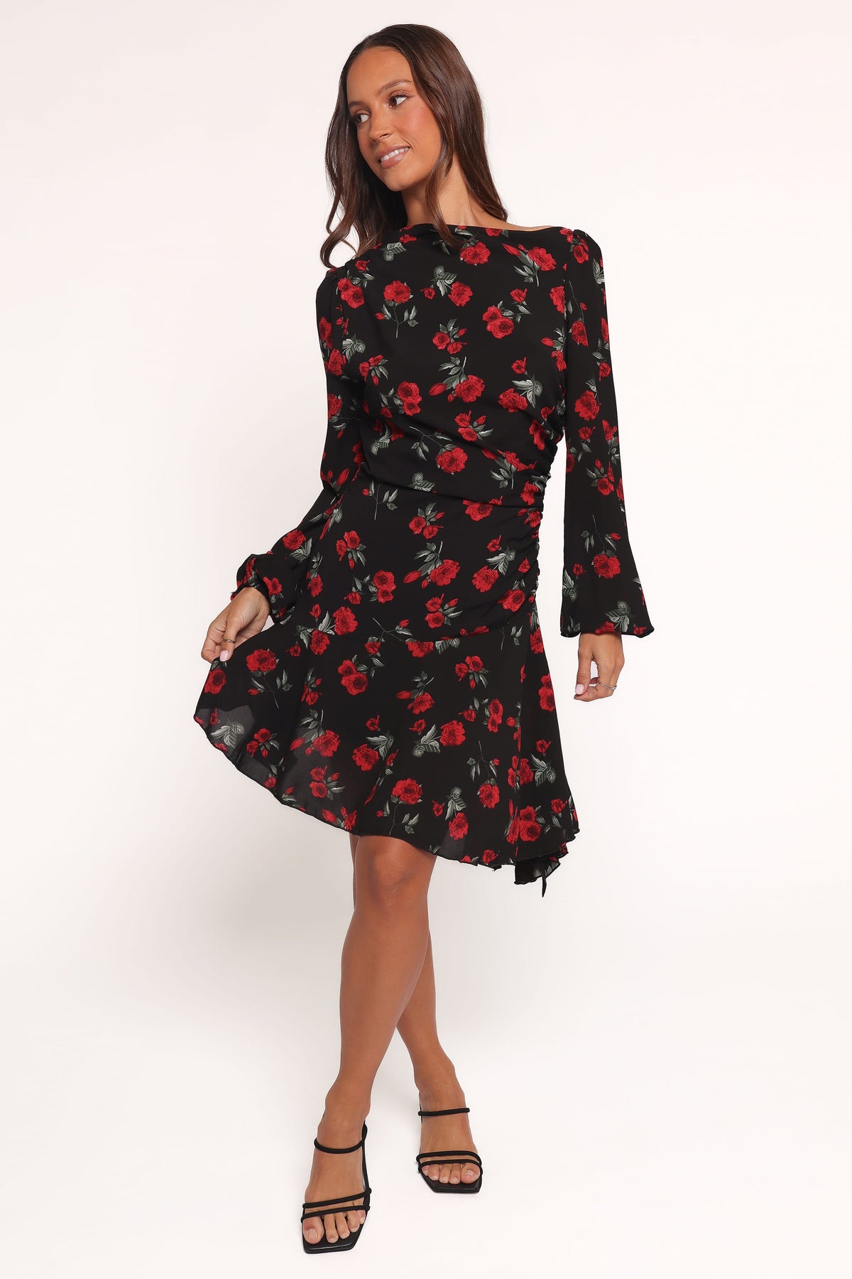 Mariska Long Sleeve Mini Dress in Rose Print – view 5 of 6