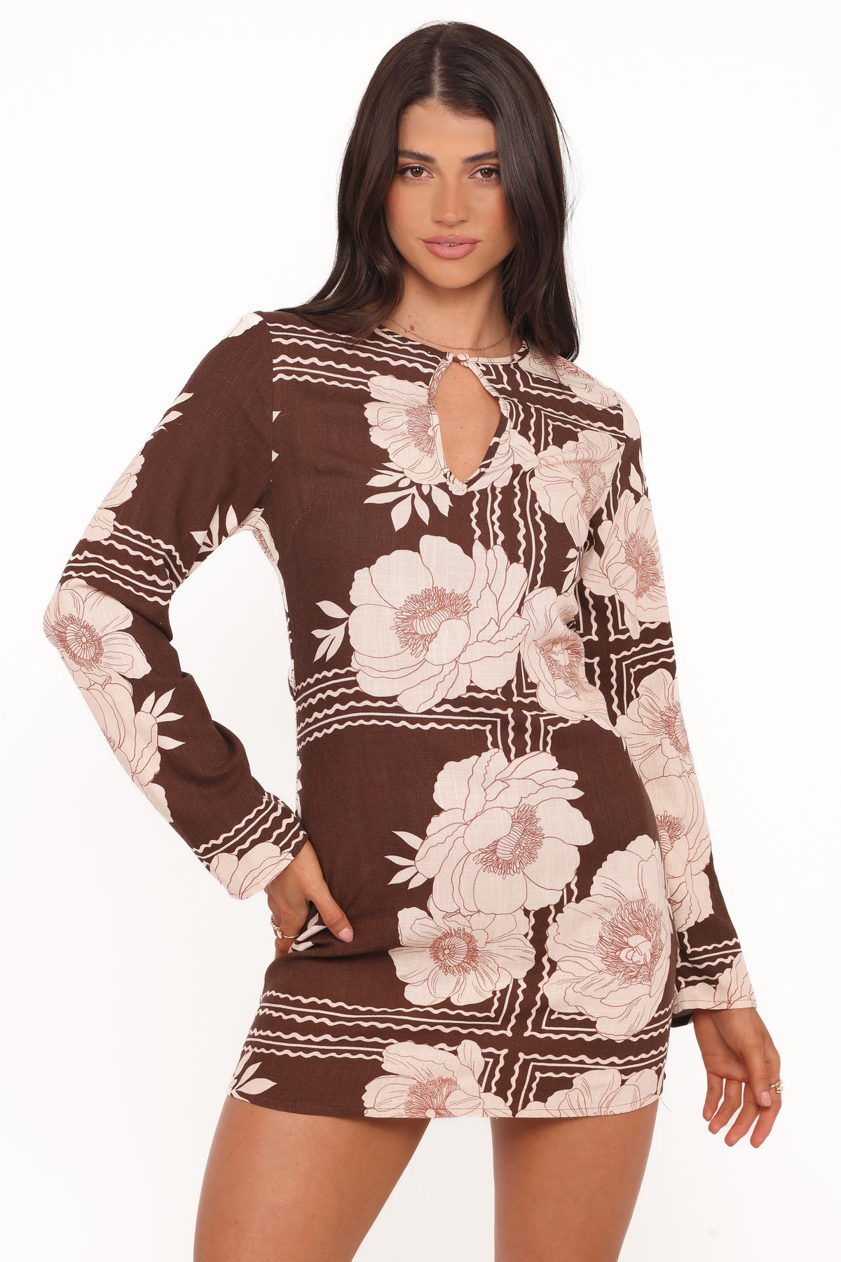 Marylon Mini Dress in Brown Floral – view 1 of 6
