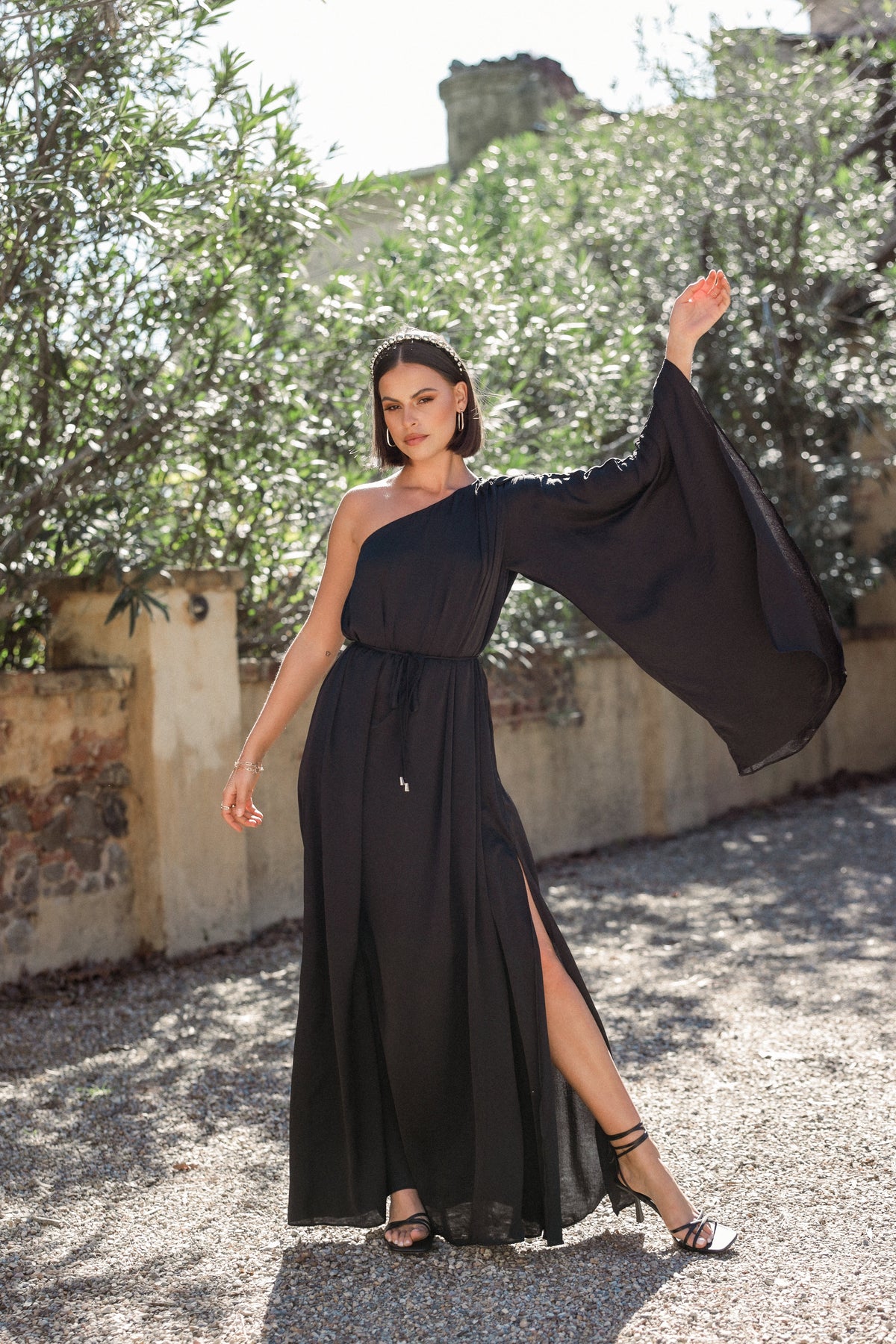 Matilda One Shoulder Maxi Dress in Black – view 1 of 11