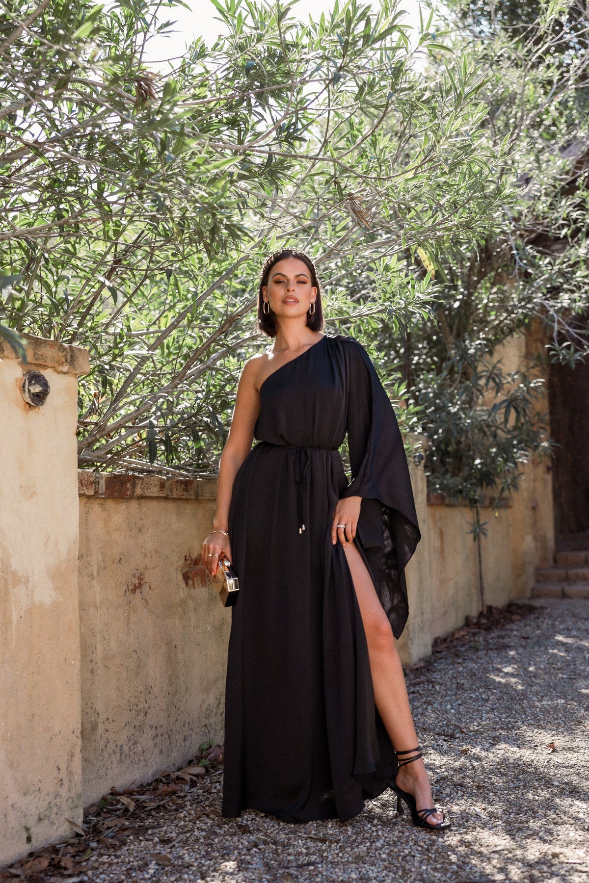Matilda One Shoulder Maxi Dress in Black – view 2 of 11