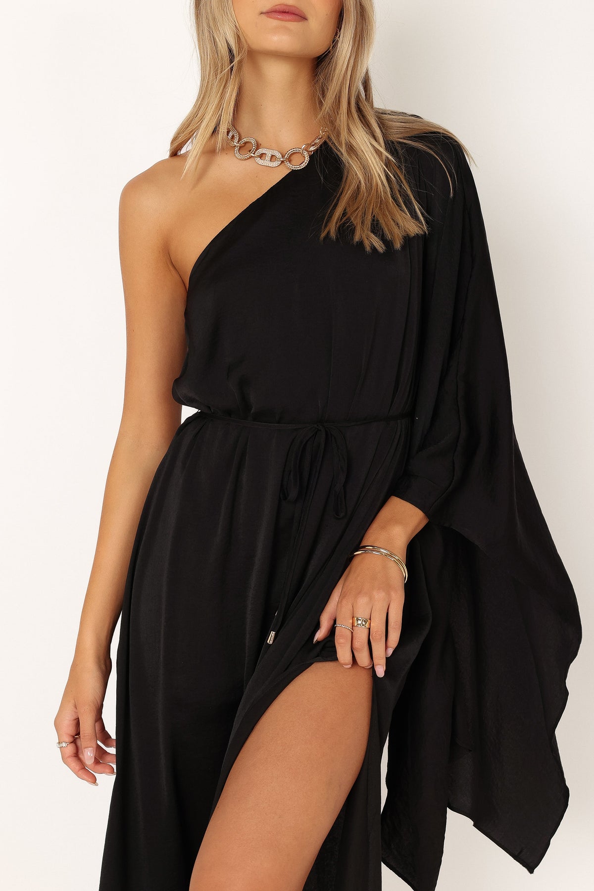 Matilda One Shoulder Maxi Dress in Black – view 5 of 11