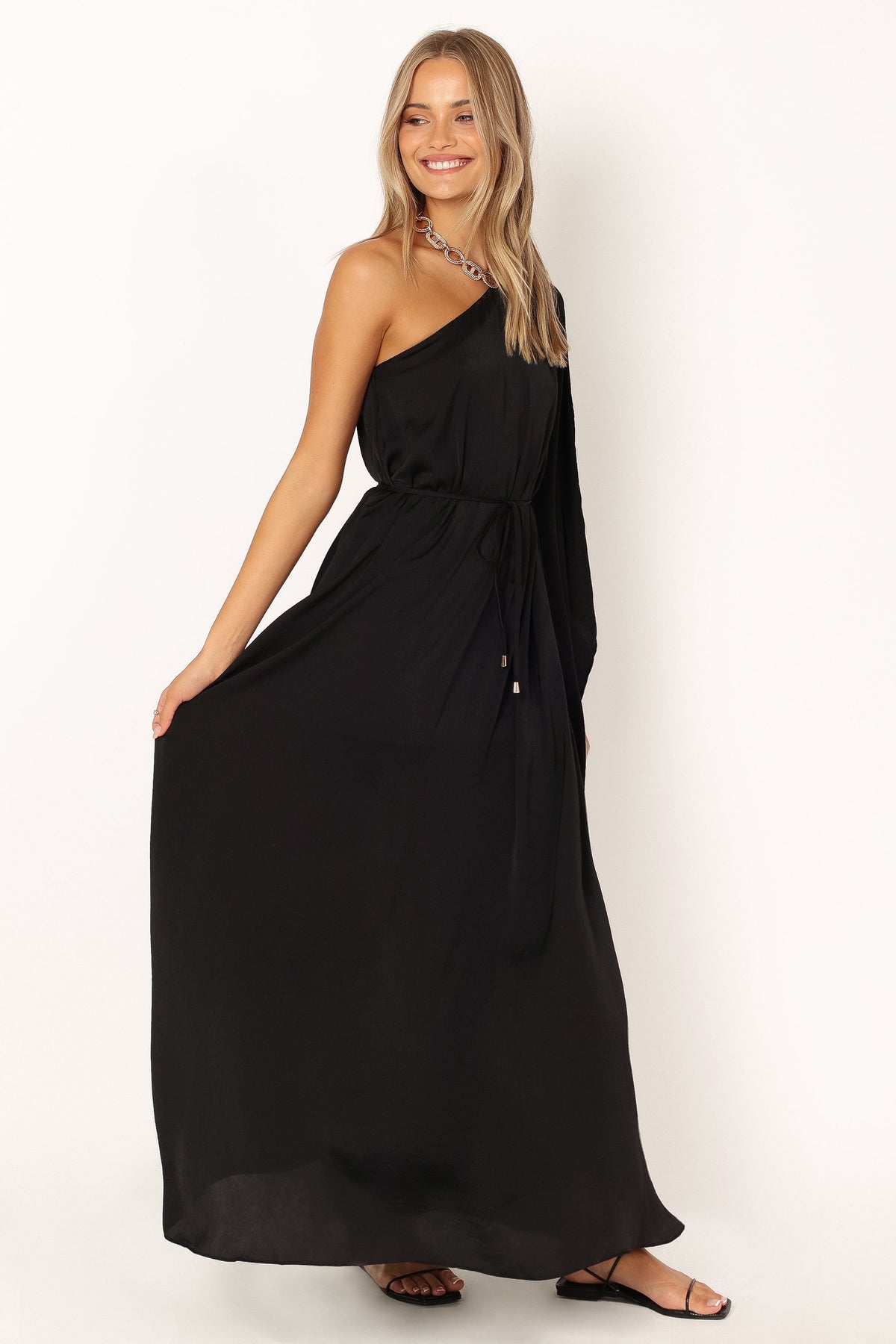 Matilda One Shoulder Maxi Dress in Black – view 9 of 11