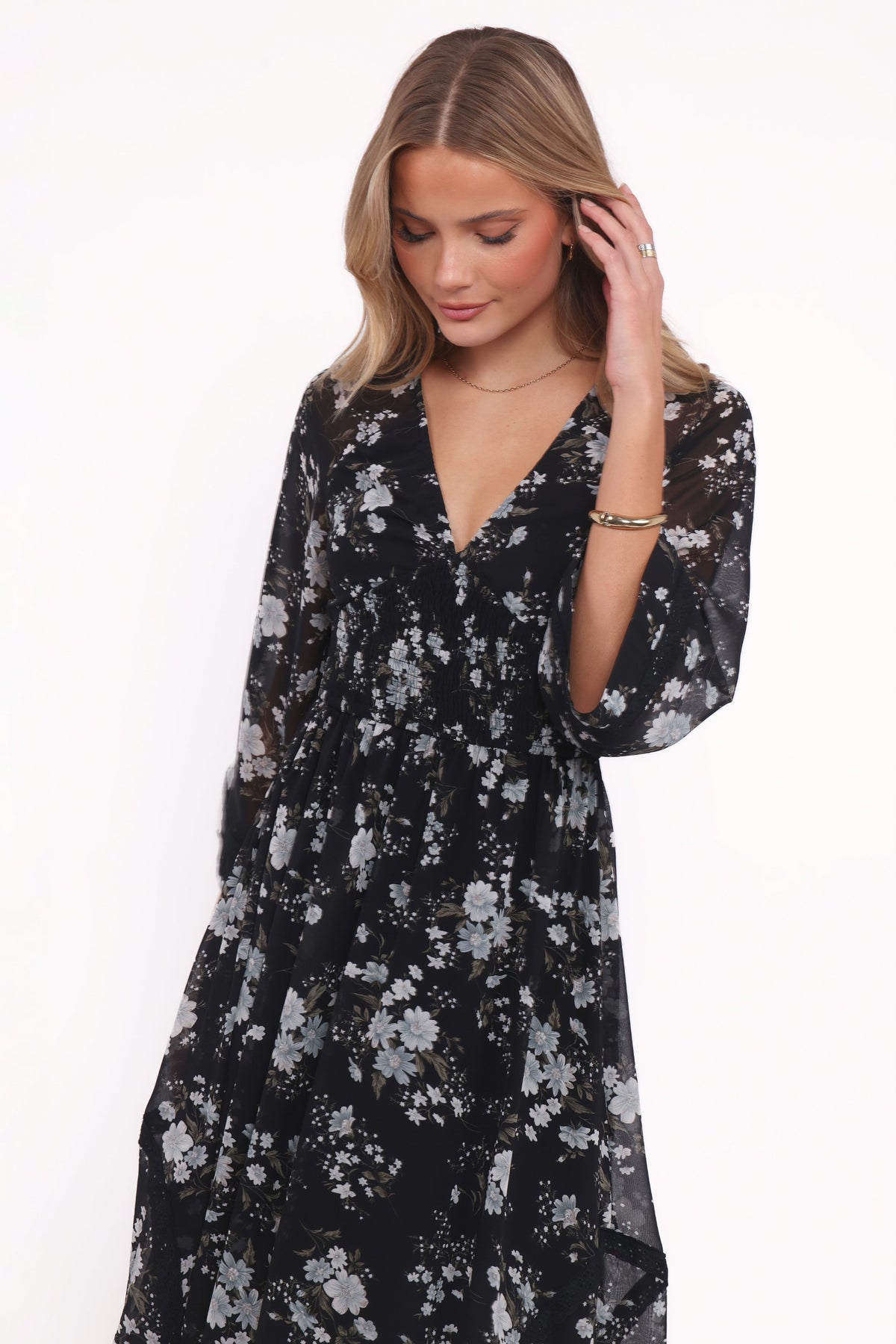 Mavis Long Sleeve Maxi Dress in Black Floral – view 2 of 5