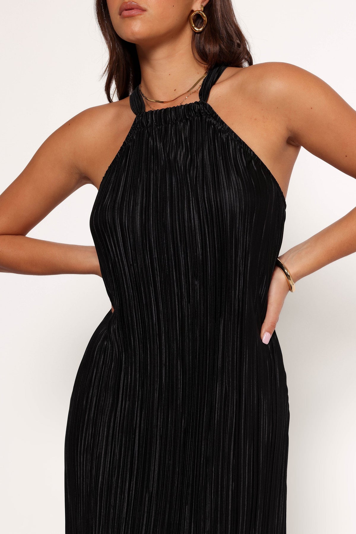 Melody Plisse Halter Maxi Dress in Black – view 2 of 7