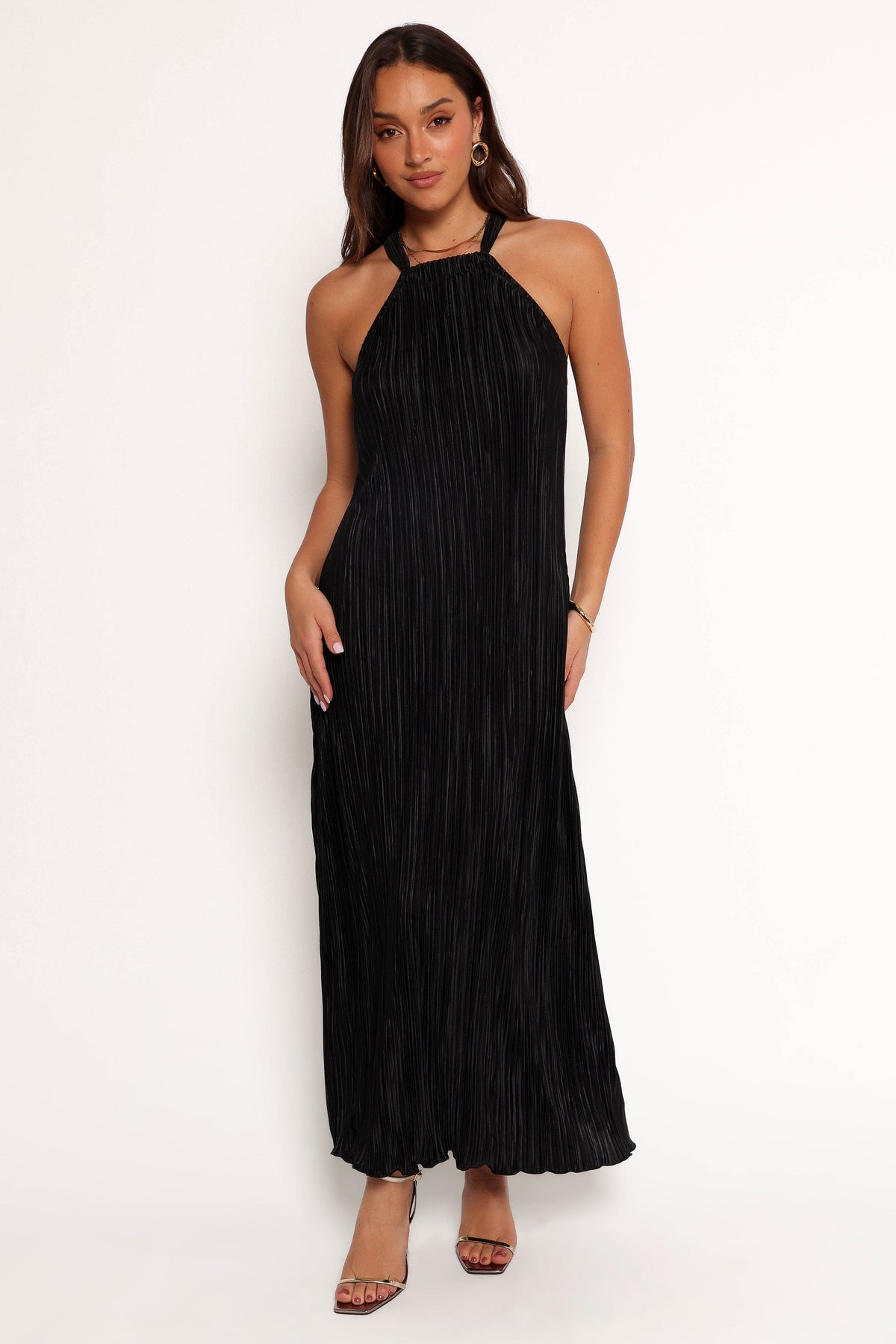Melody Plisse Halter Maxi Dress in Black – view 6 of 7