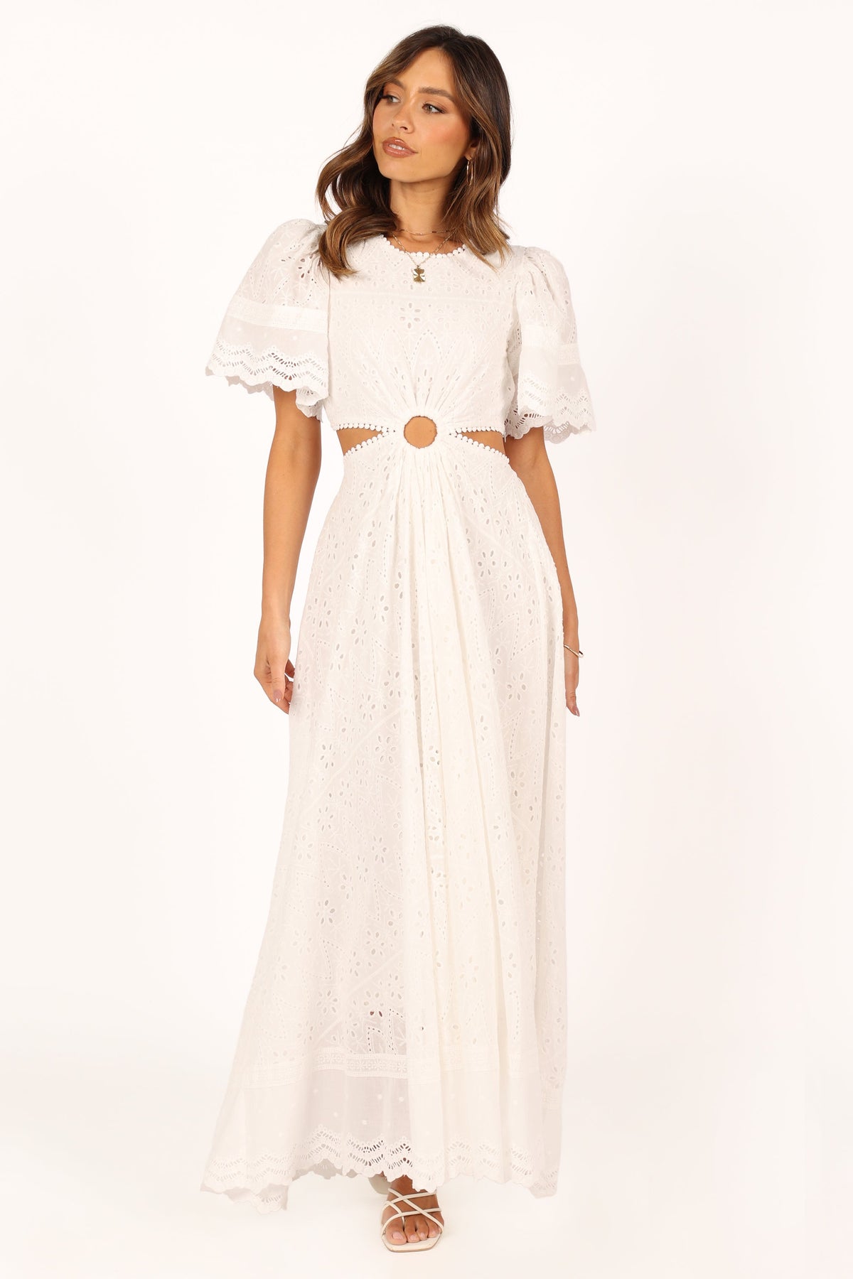 Merletto Cut Out Maxi Dress in White – view 4 of 7