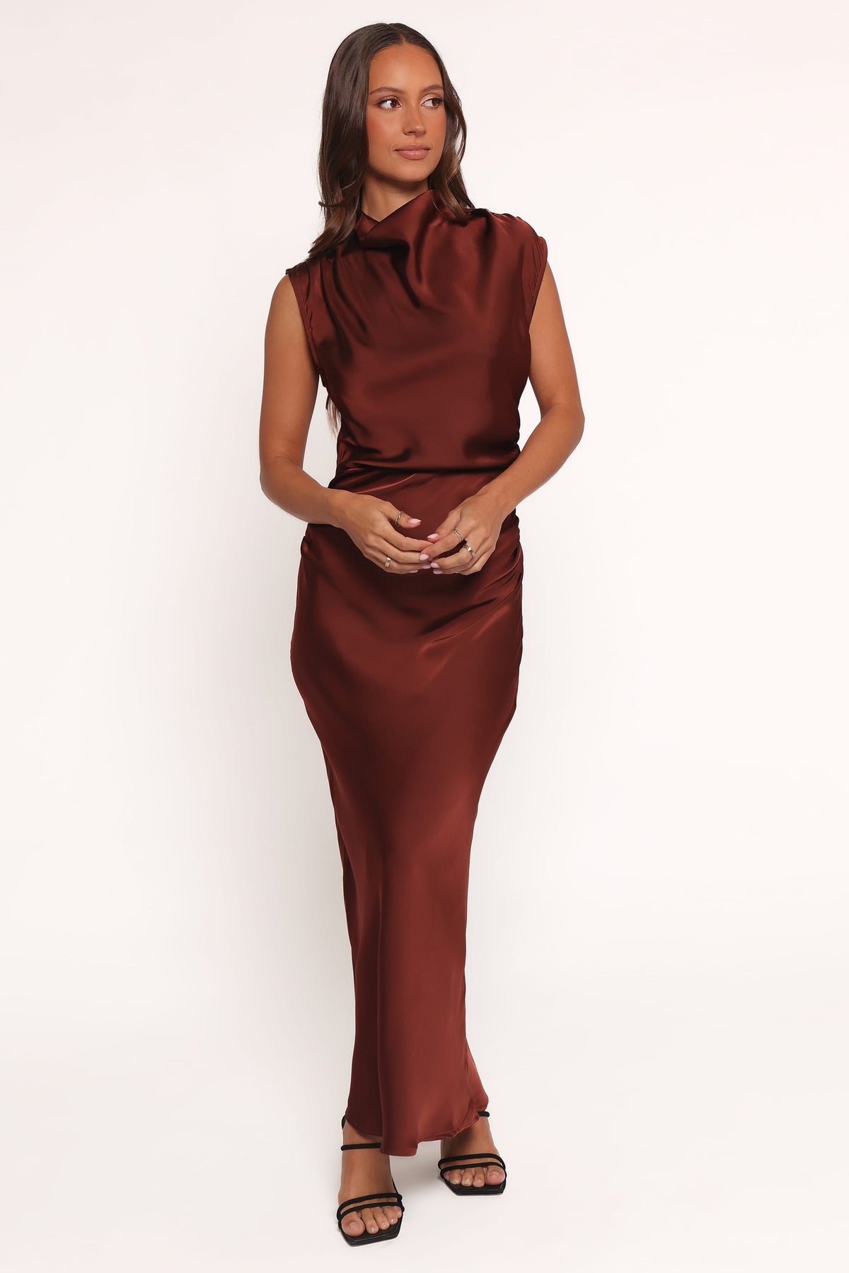 Meryn High Neck Dress in Brown – view 2 of 7