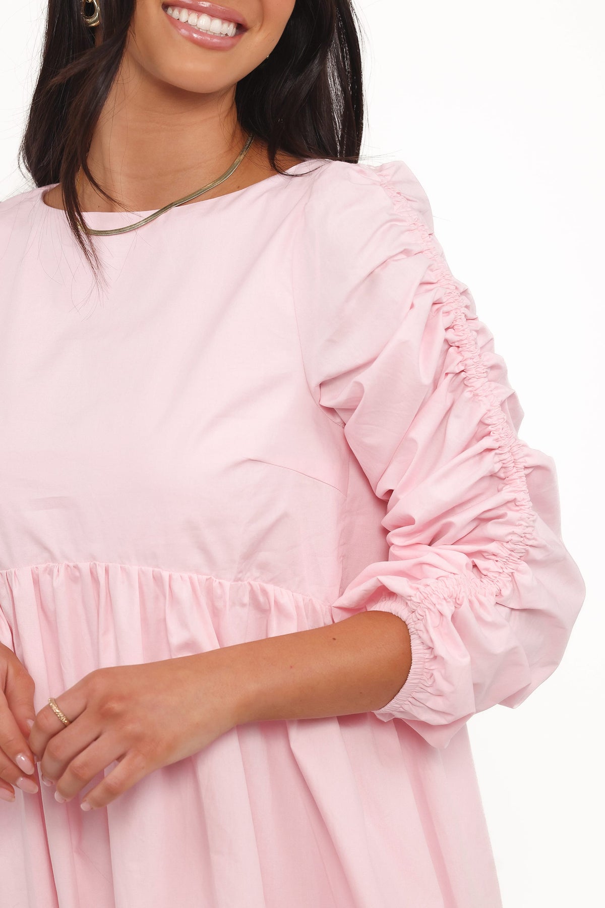 Micaela Long Sleeve Mini Dress in Pink – view 3 of 8