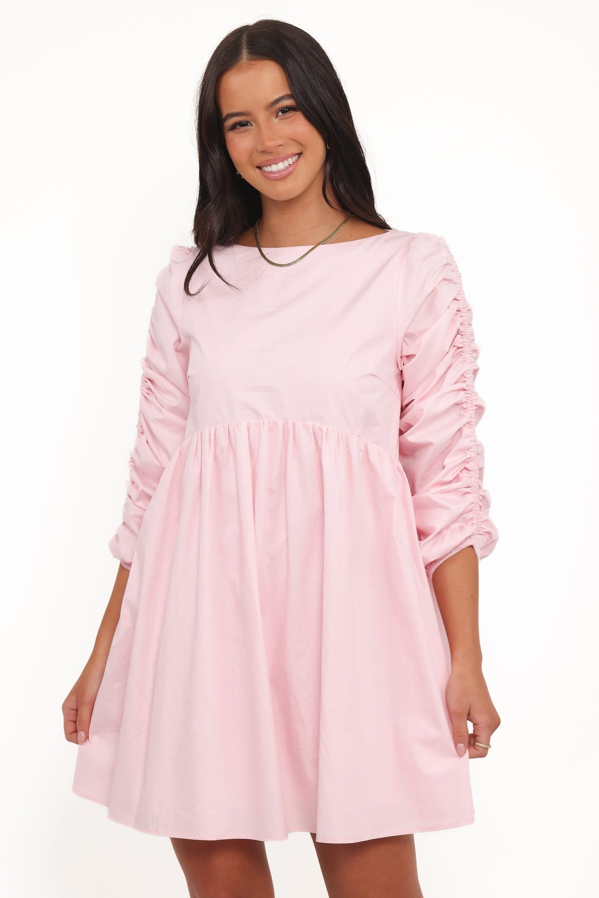 Micaela Long Sleeve Mini Dress in Pink – view 2 of 8