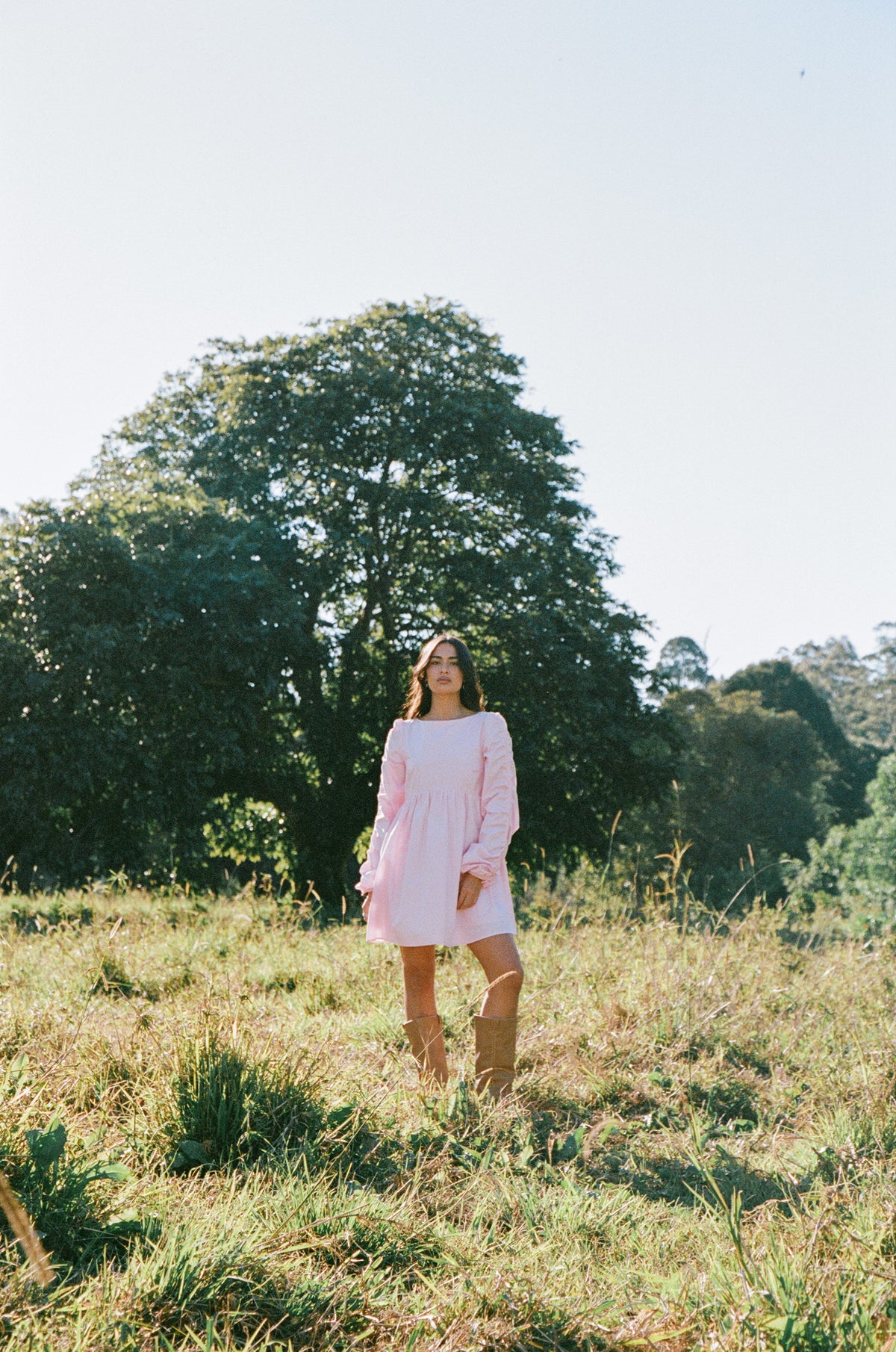 Micaela Long Sleeve Mini Dress in Pink – view 8 of 8
