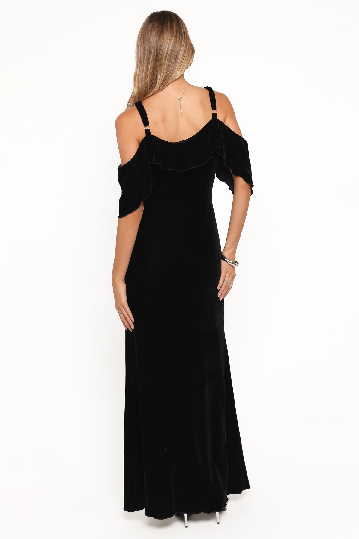 Micah Off Shoulder Velvet Maxi Dress in Black – view 4 of 6