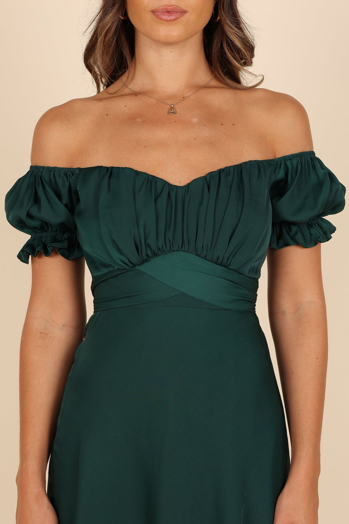 Mickenna Sweetheart Frill Midi Dress in Emerald – view 2 of 7