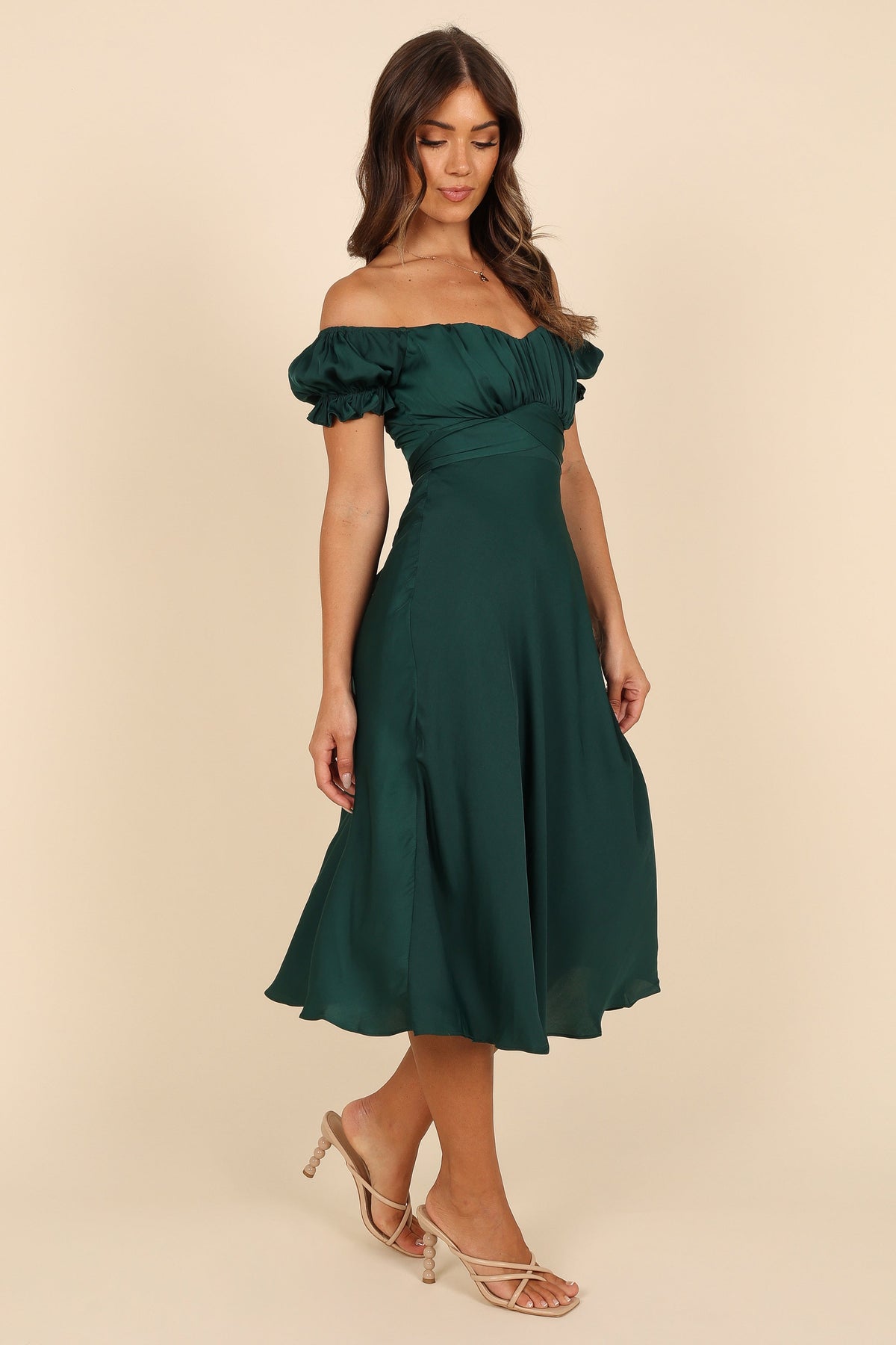 Mickenna Sweetheart Frill Midi Dress in Emerald – view 6 of 7